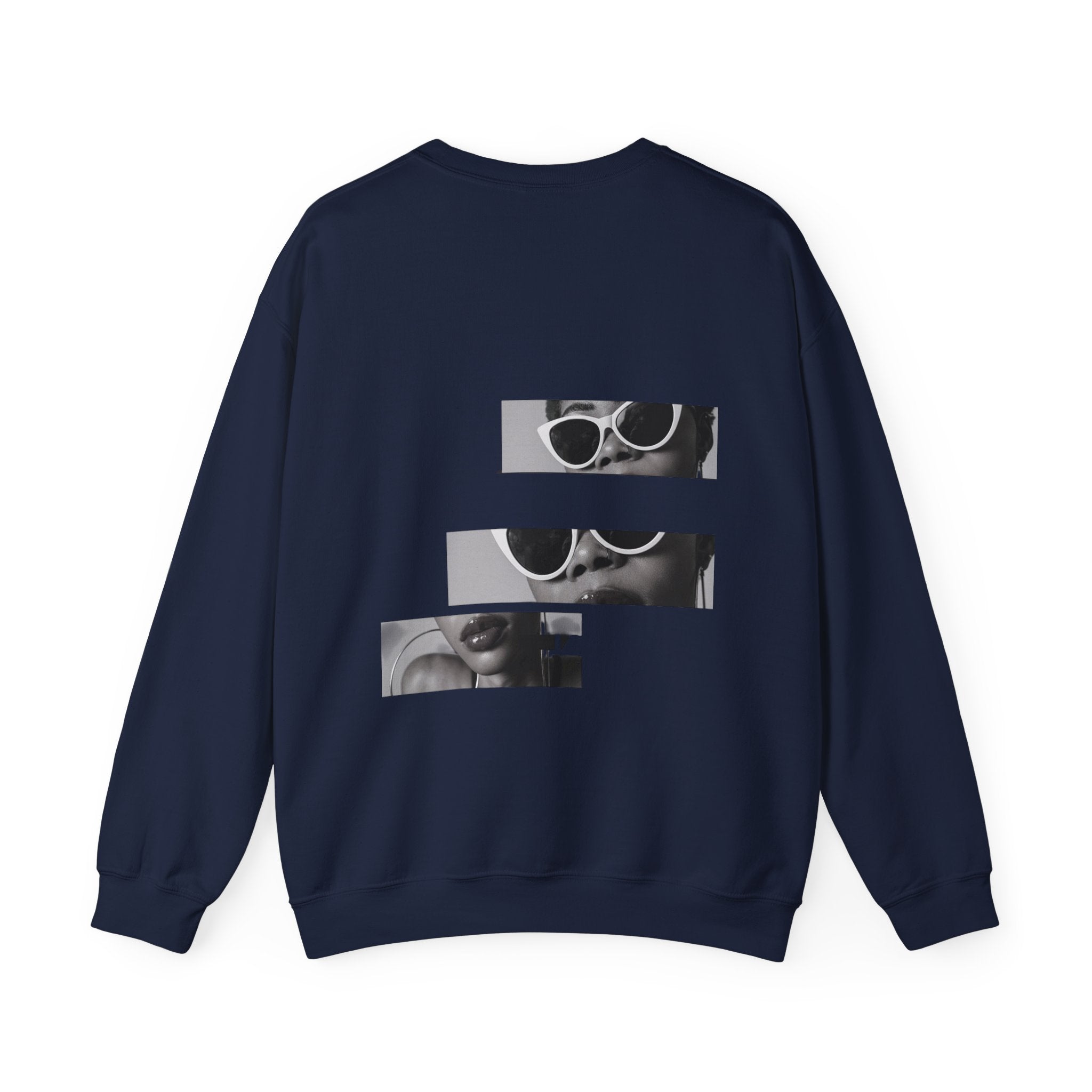 Sweat-shirt à col rond à motif lunettes de soleil rétro fragmentées 