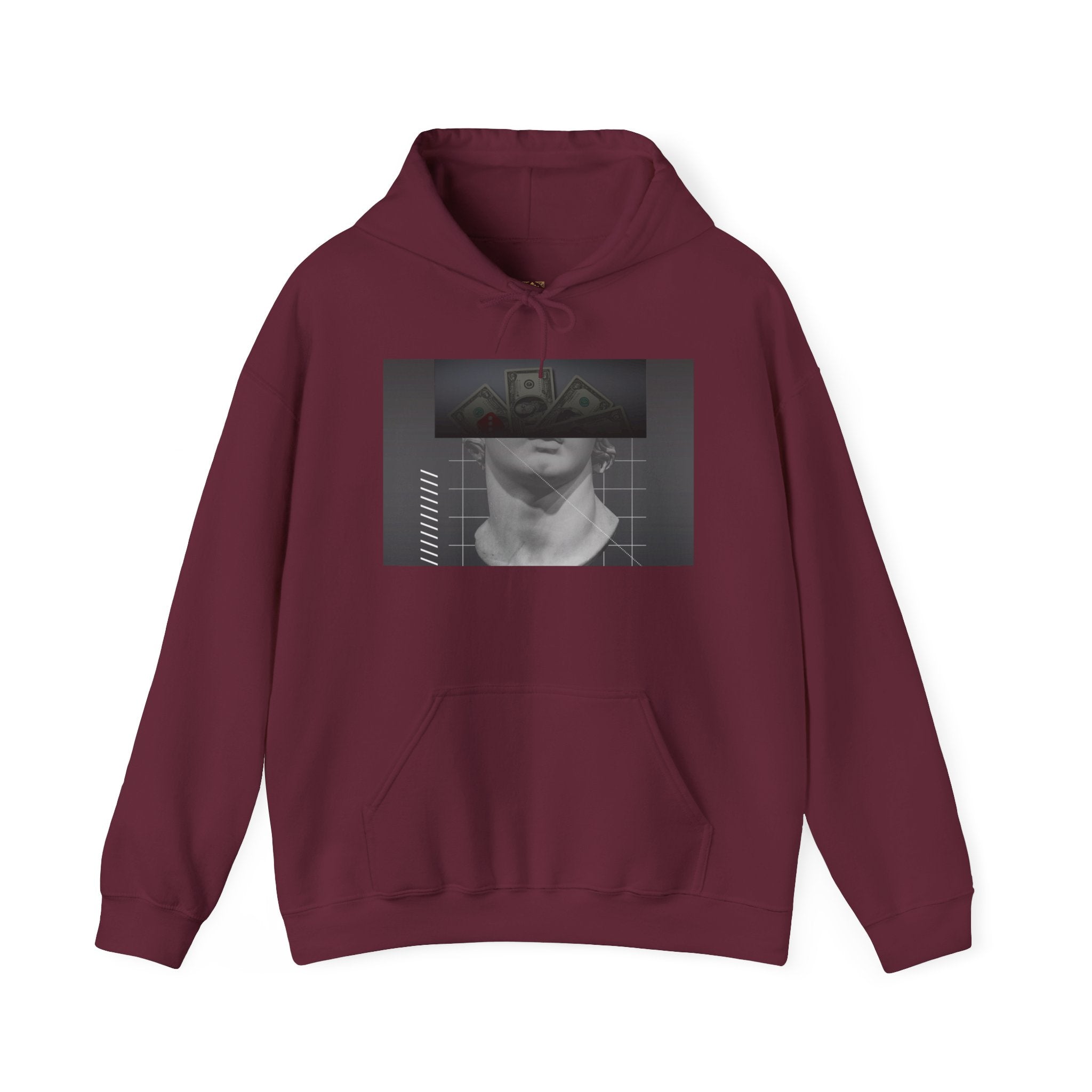 Graphic Hoodie — Black & White Glitch Portrait Hoodie