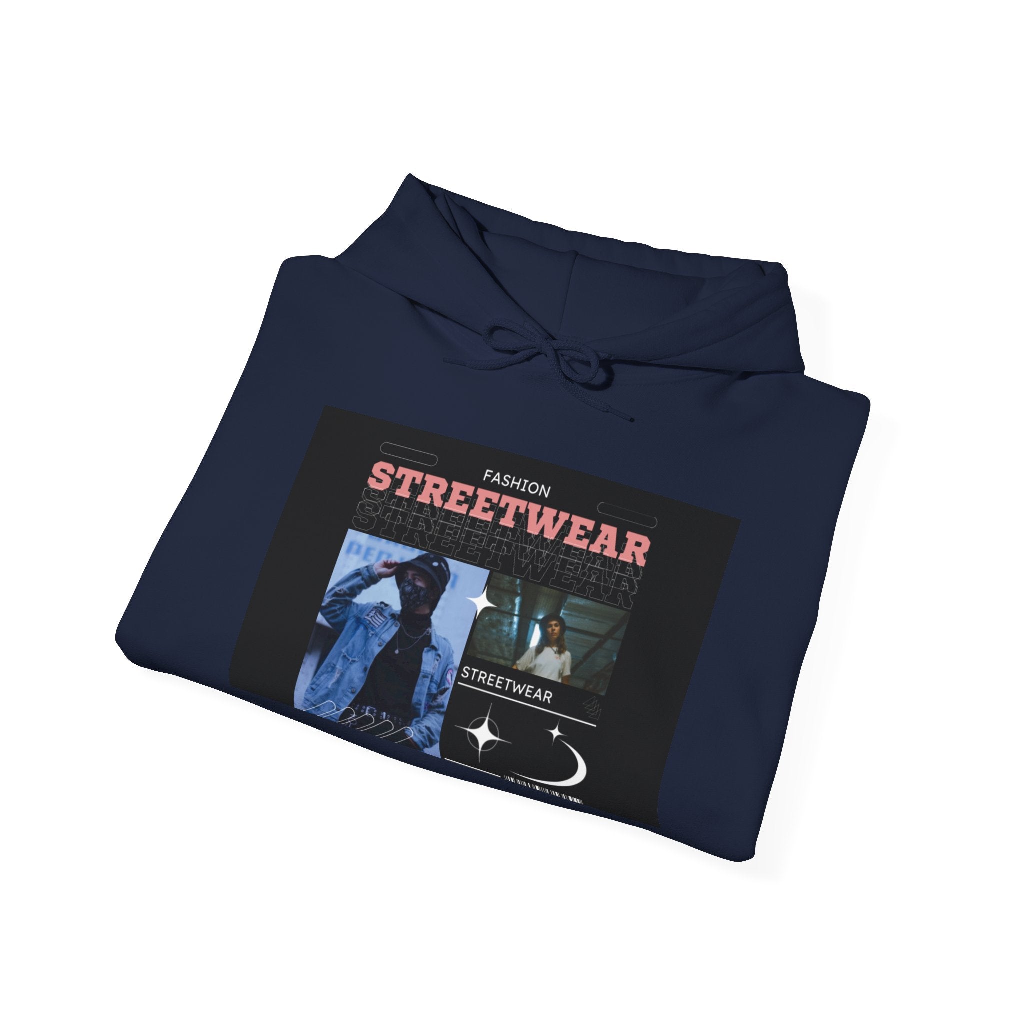 Streetwear Graphic Hoodie — Vintage Noir Collage "STREETWEAR" Design