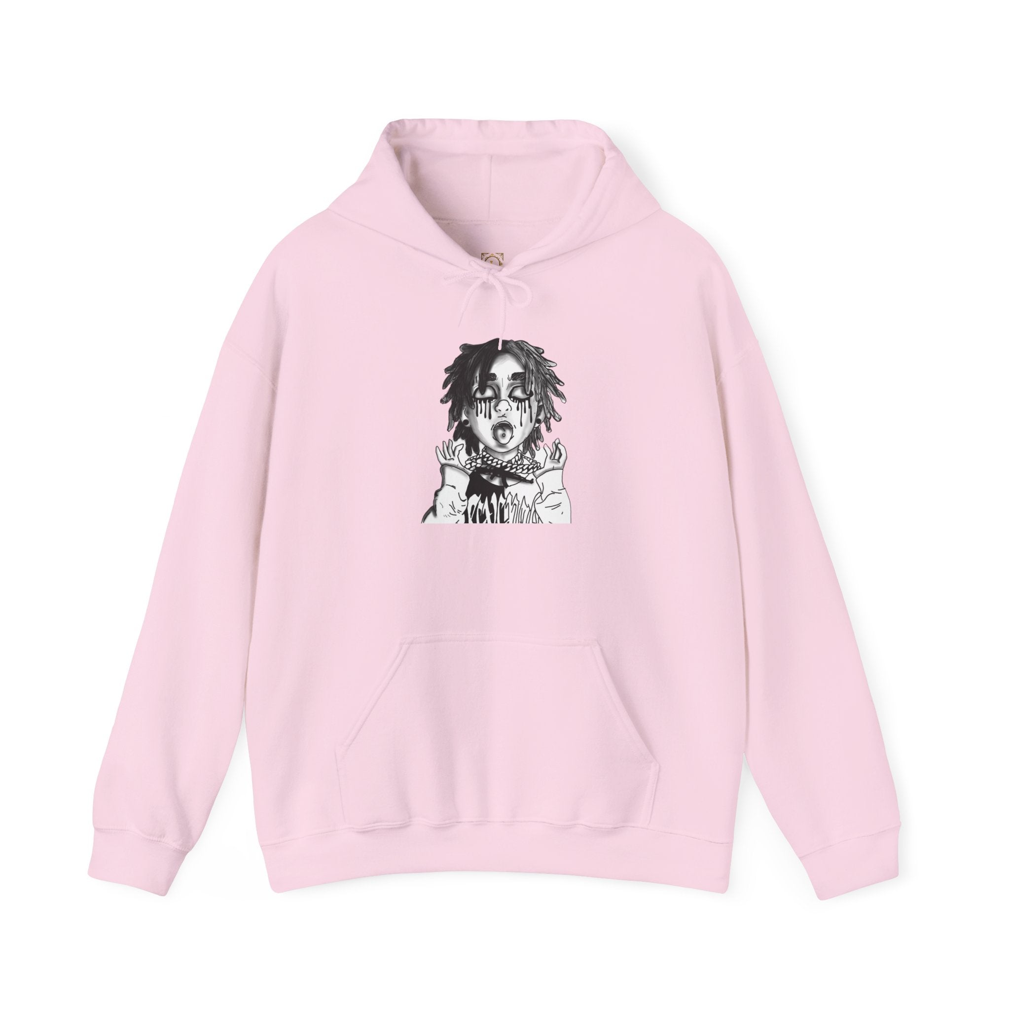 Horror Manga Hoodie — Black & White Creepy Portrait Pullover