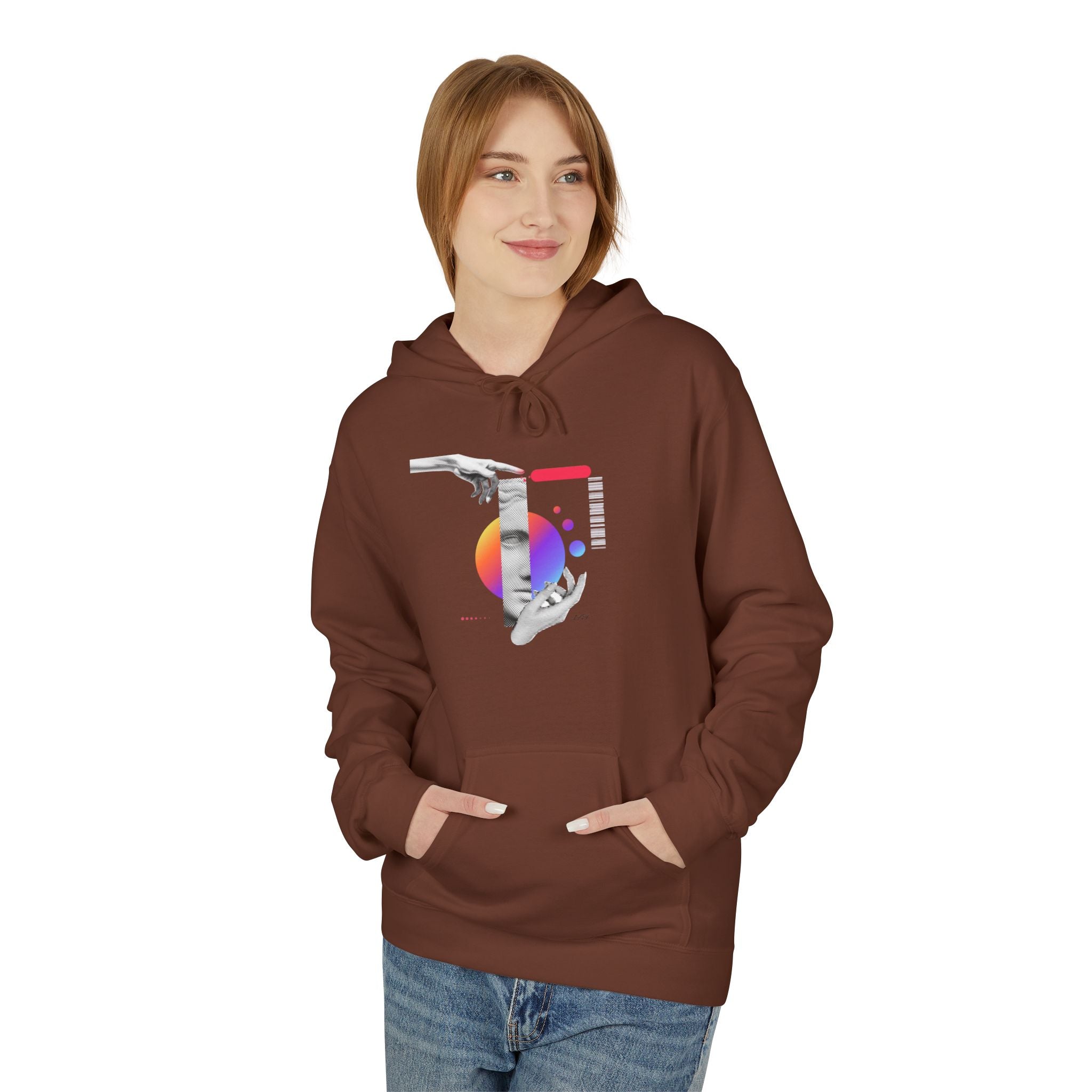 Hoodie — Abstract Hands & Gradient Orb Art Sweatshirt