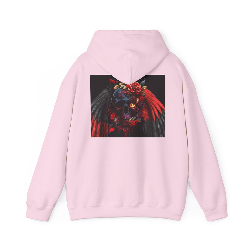 Skull Rose Wings Hoodie — Gothic Floral Skull Pullover