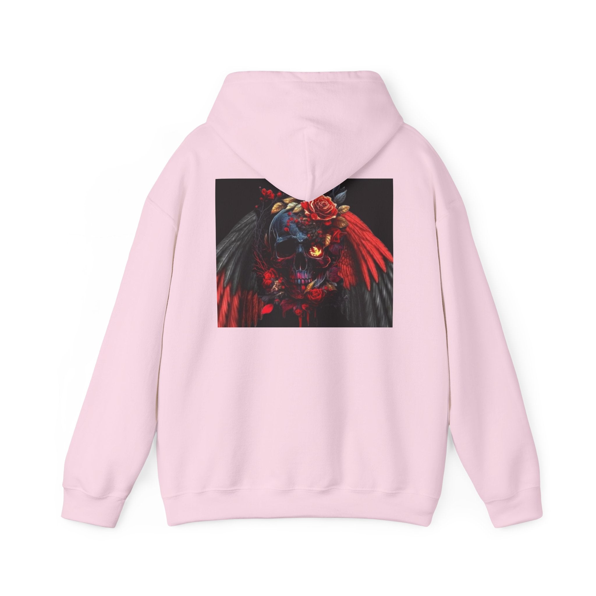 Skull Rose Wings Hoodie — Gothic Floral Skull Pullover