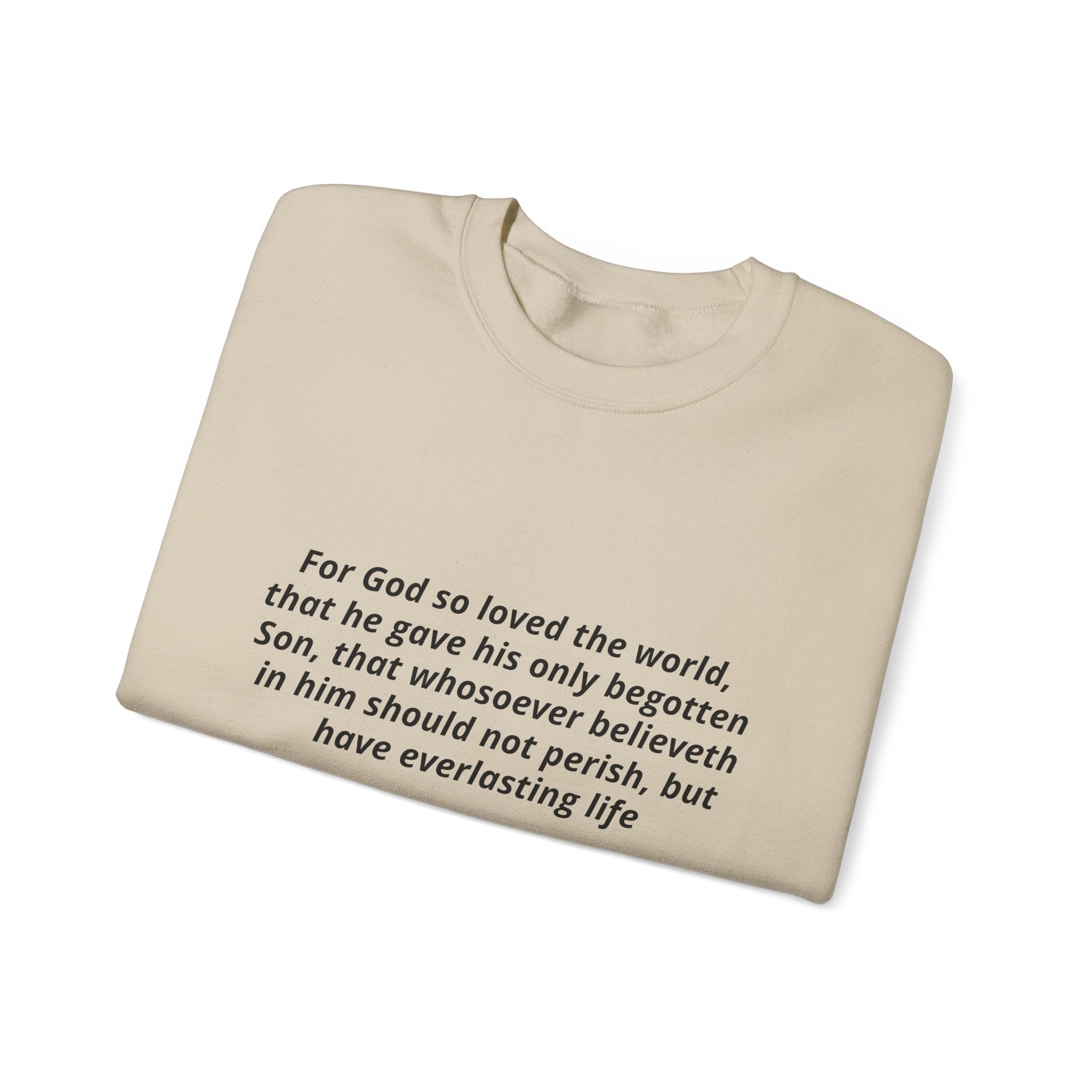 Christian Crewneck Sweatshirt – John 3:16 Scripture Design "Prophecy Child"