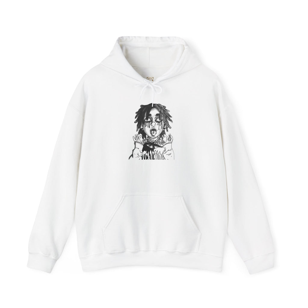 Horror Manga Hoodie — Black & White Creepy Portrait Pullover