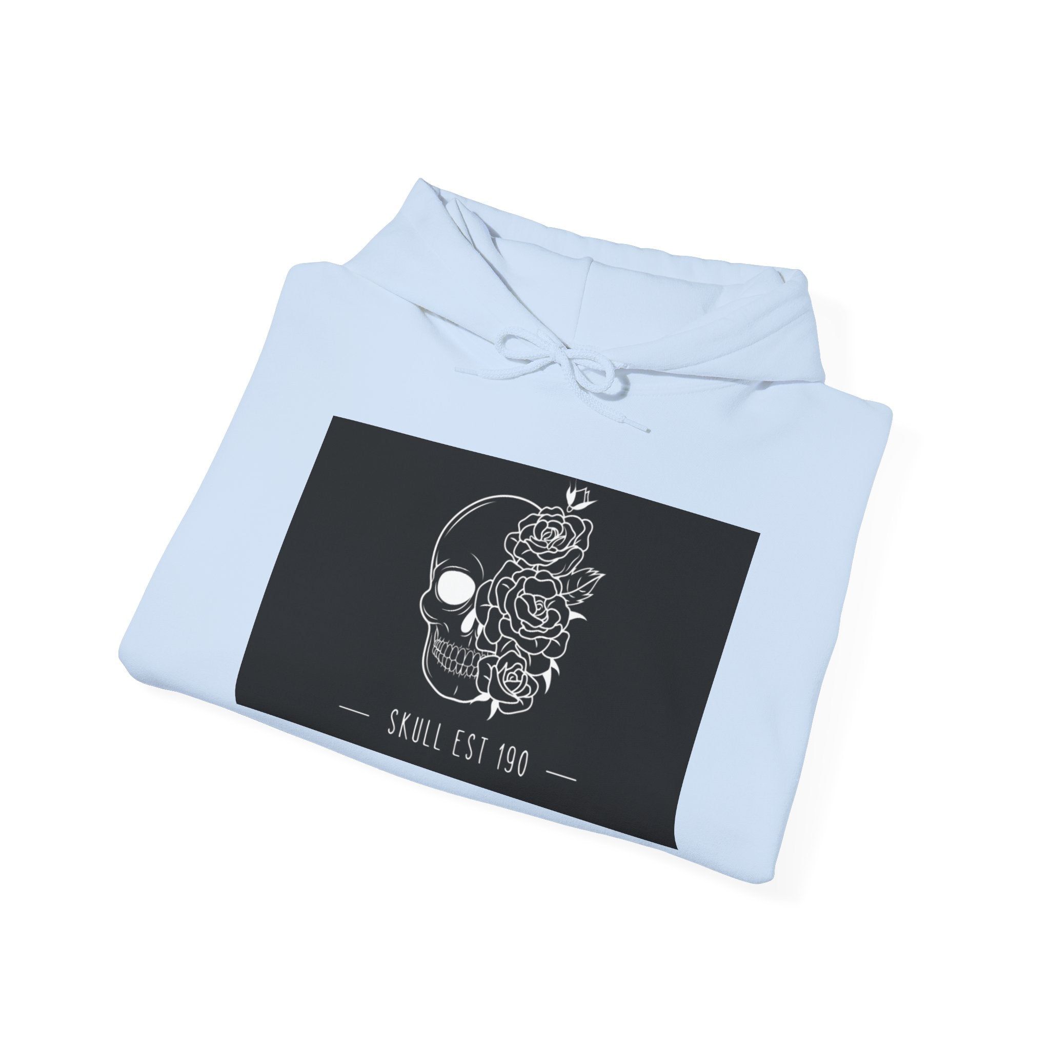Skull & Roses Hoodie — 'Skull Est 199' Gothic Graphic Pullover