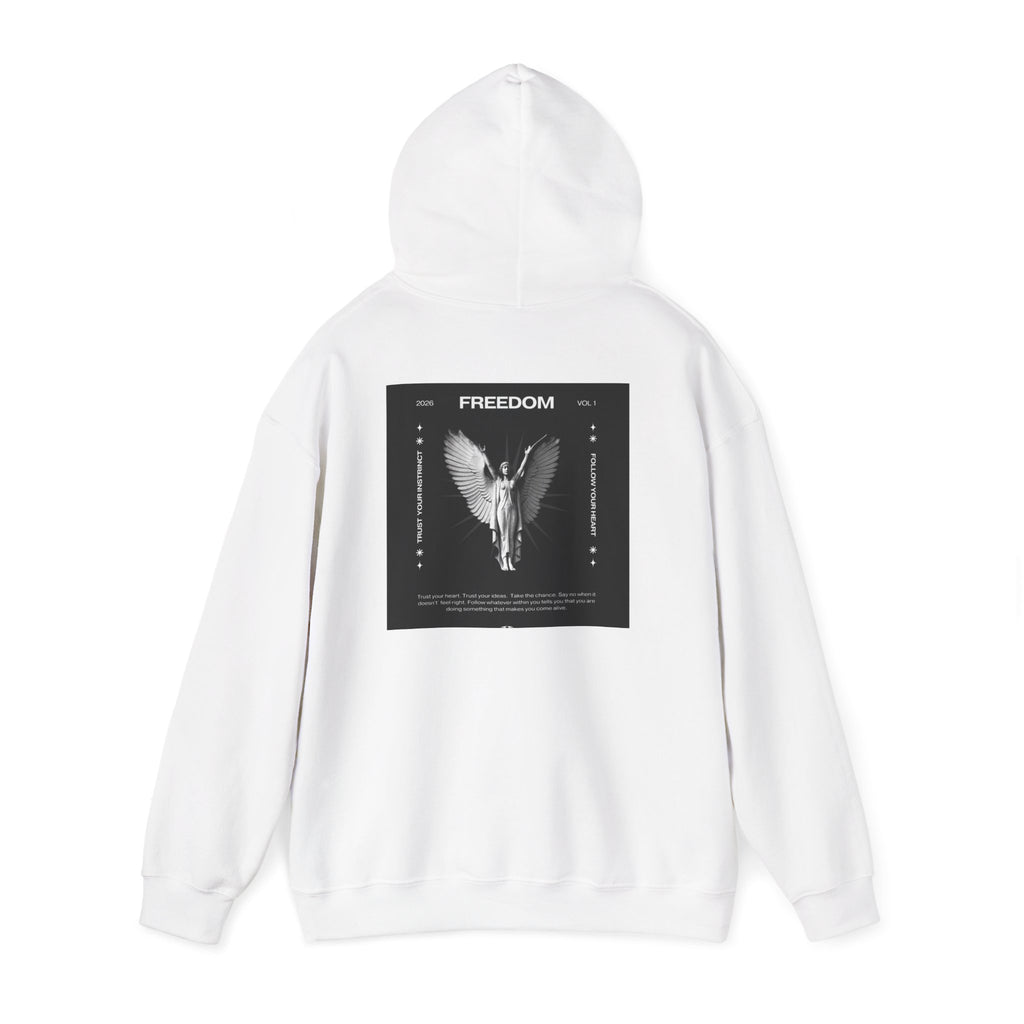 Freedom Angel Hoodie — Gothic Black & White Angel Wings Sweatshirt