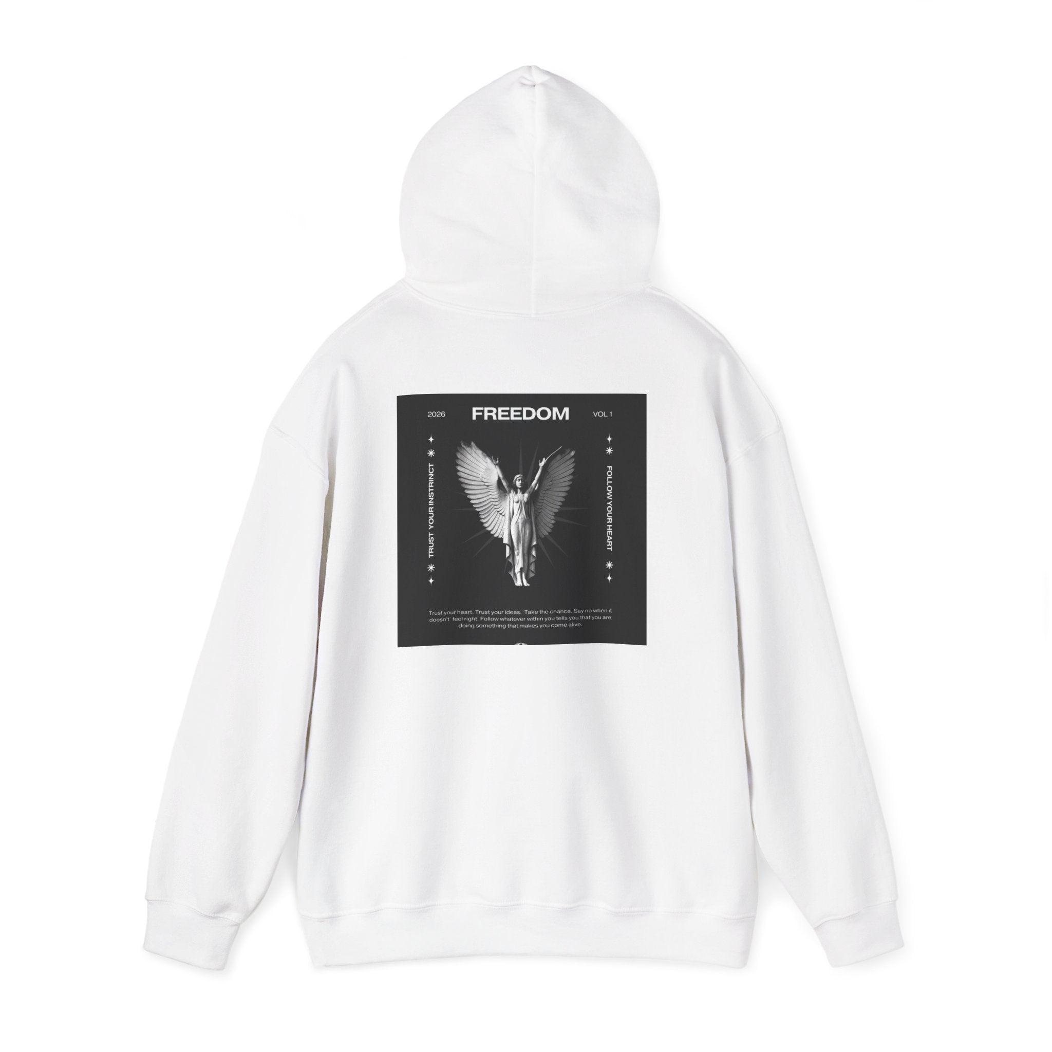 Freedom Angel Hoodie — Gothic Black & White Angel Wings Sweatshirt