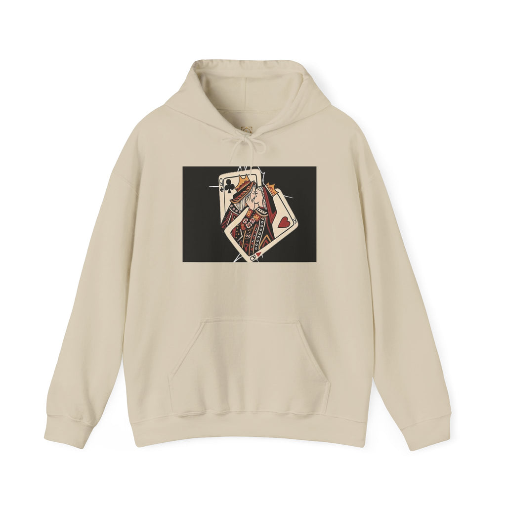 Queen of Hearts Playing Card Hoodie — Vintage Tattoo Style Card Art