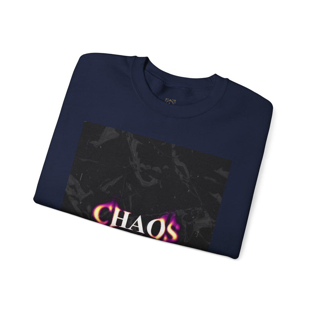 Chaos Graphic Crewneck Sweatshirt — "CHAOS in my mind" Gothic Wing Design