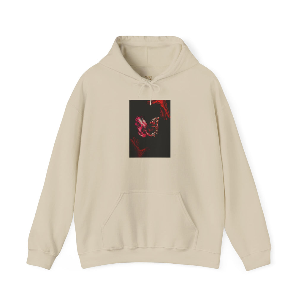 Floral Smoke Hoodie — Dark Red Rose Graphic Hooded Sweatshirt