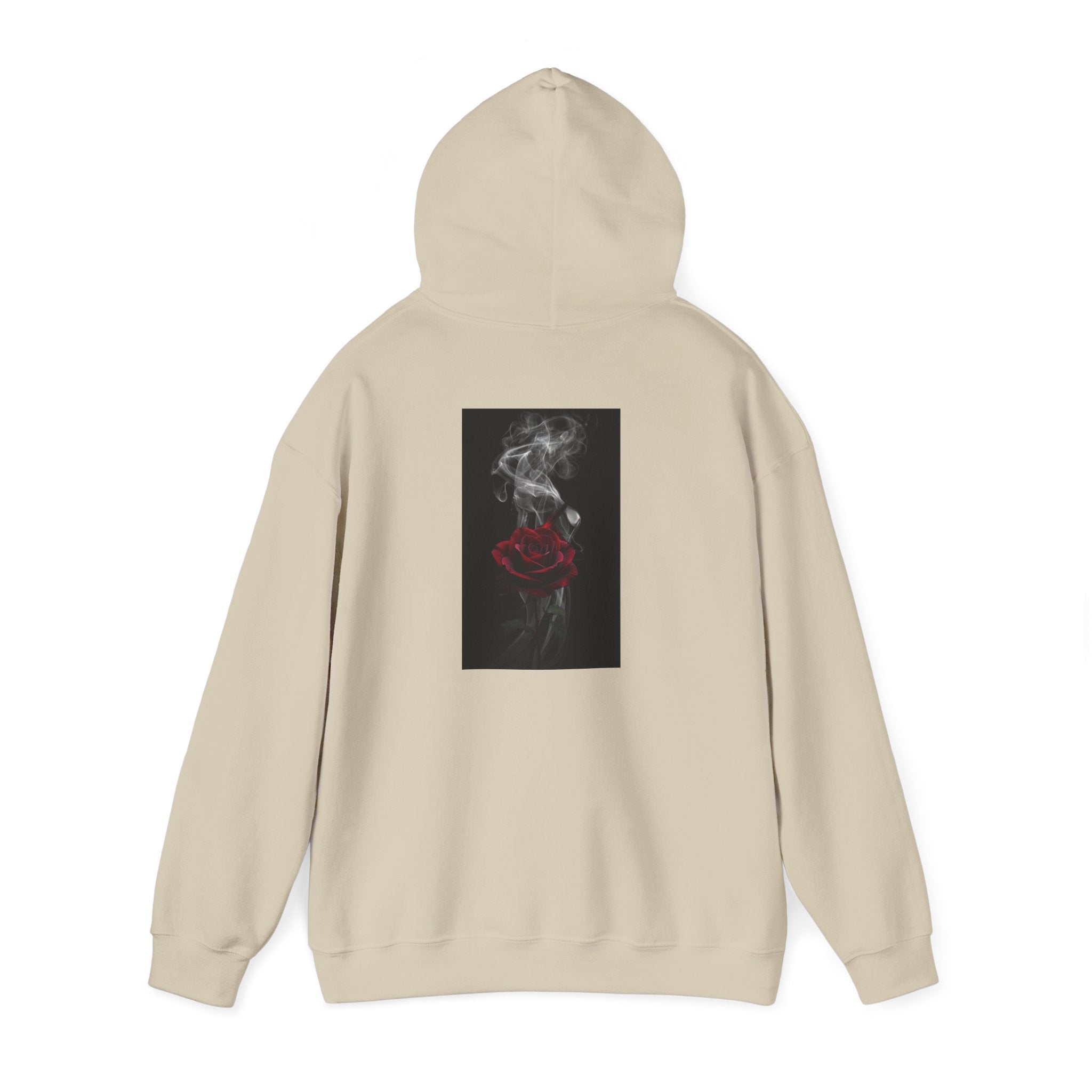 Smoky Red Rose Hoodie — Gothic Floral Hooded Sweatshirt