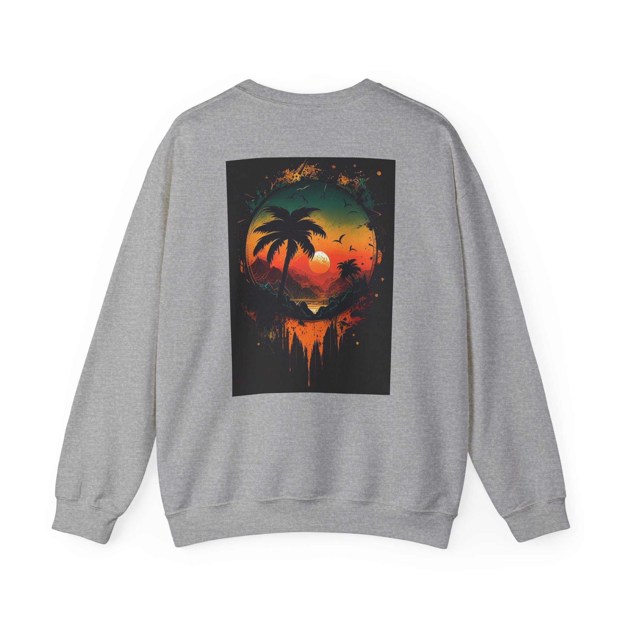 Sunset Island Sweatshirt — Tropical Palm Sunset Crewneck