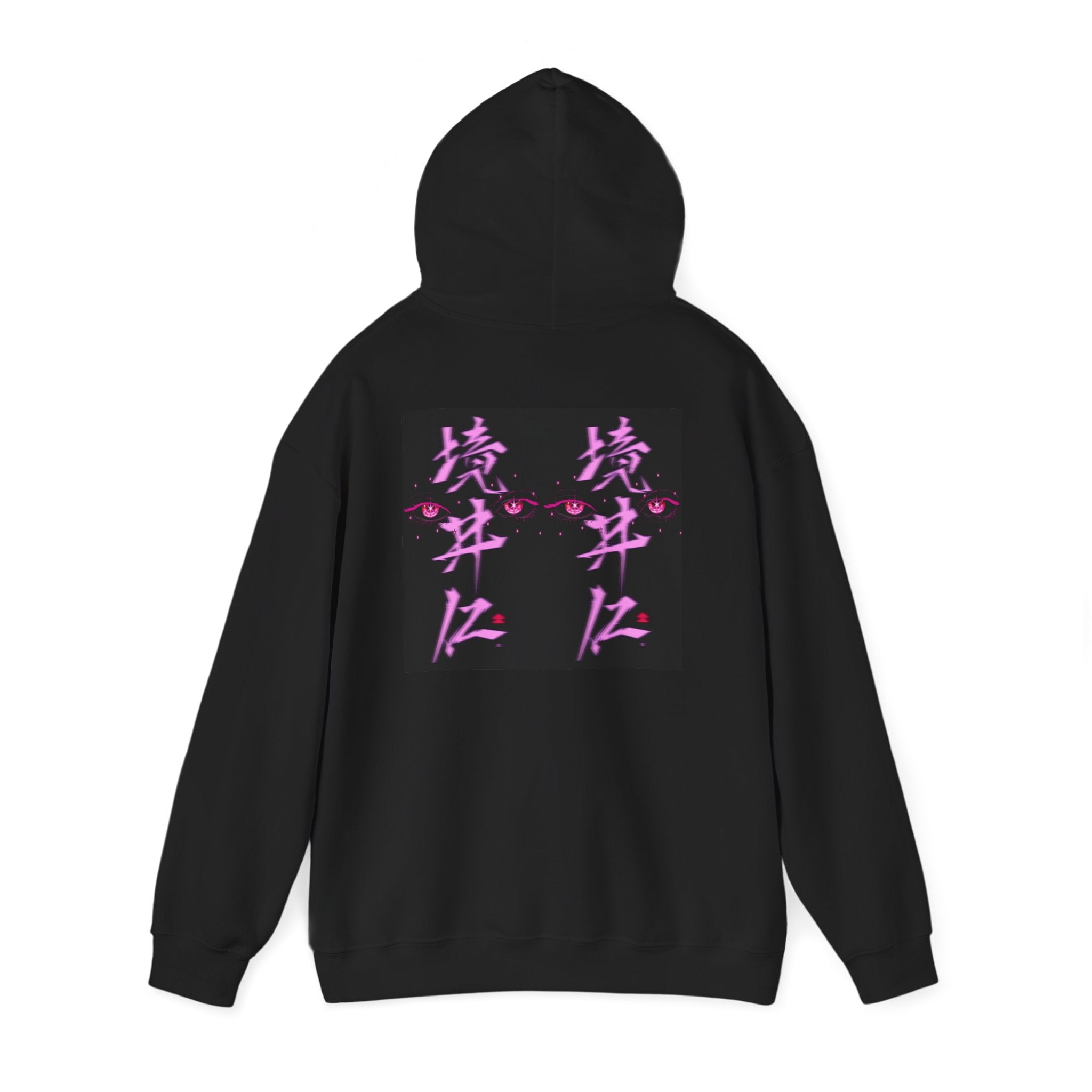 Vaporwave Kanji Hoodie — Neon Pink Japanese Script Streetwear