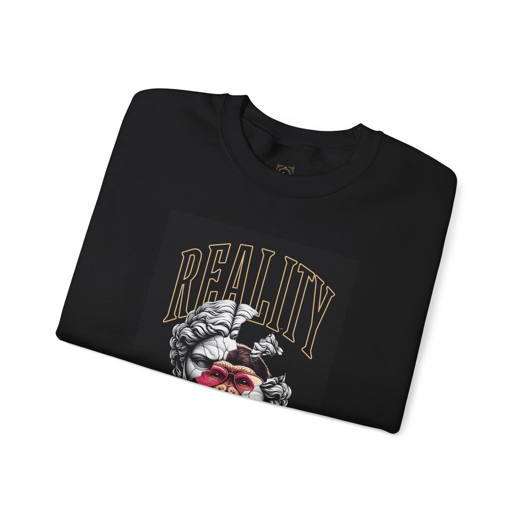 Crewneck Sweatshirt — "Reality Hides Behind The Mask" Graphic Pullover