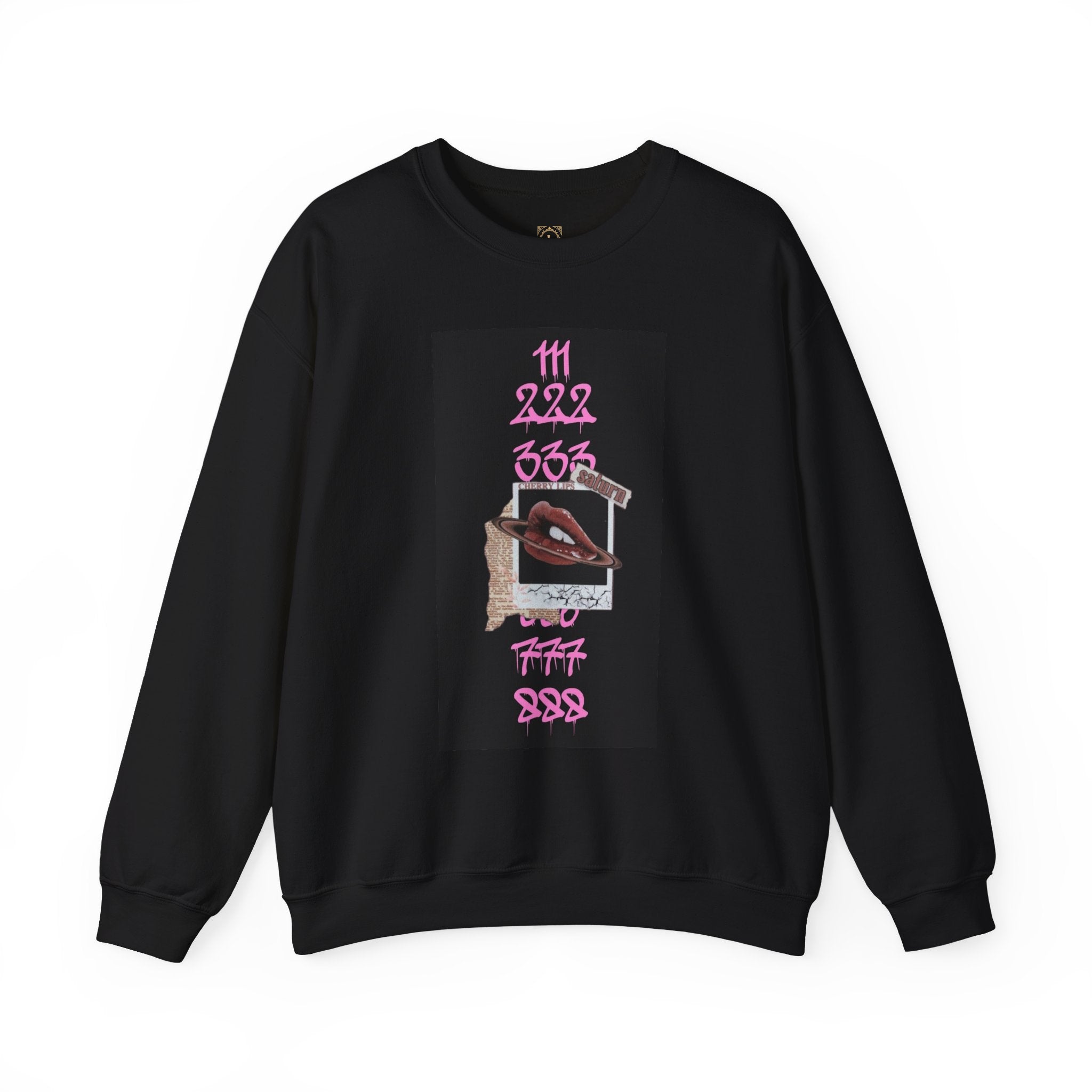 Crewneck Sweatshirt — Vintage Phone Collage with Pink Numbers & 'LEGACIESS' Back Logo