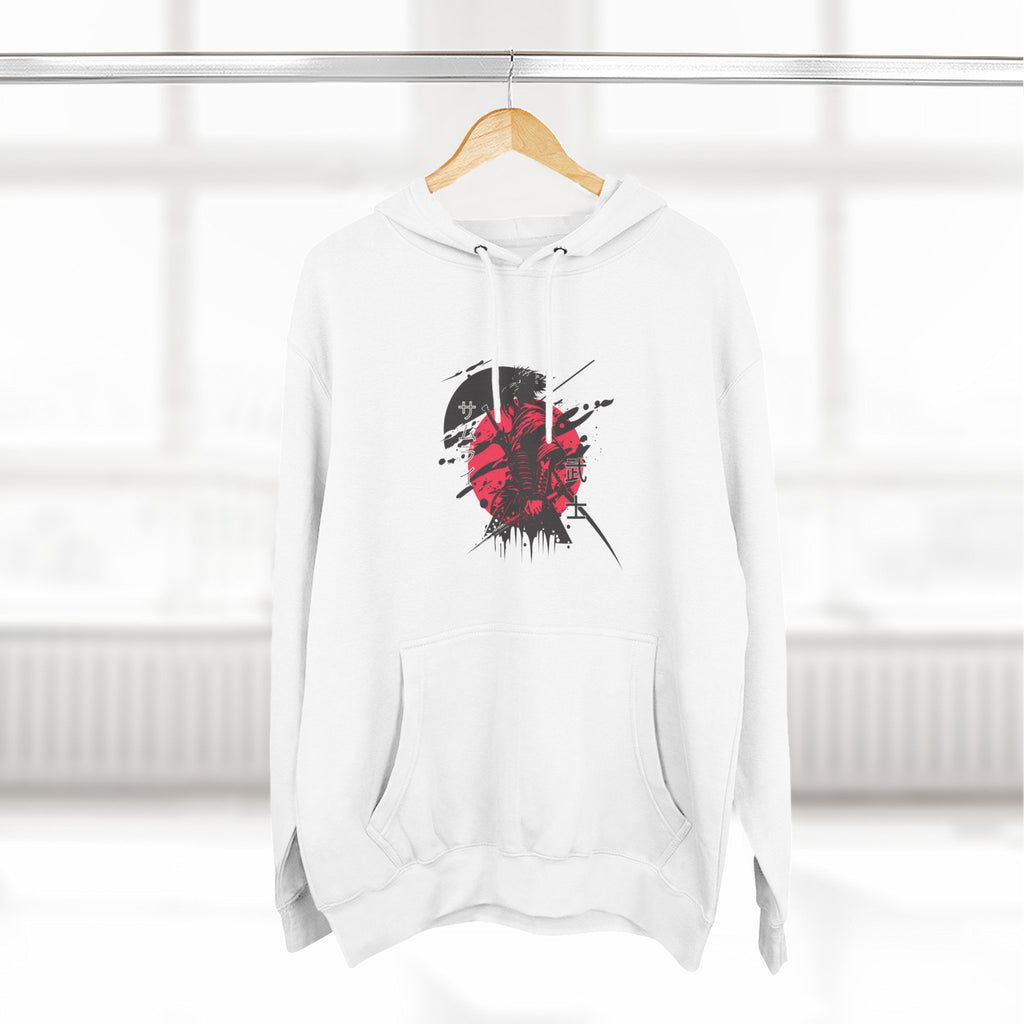 Grunge Rising Hoodie — Red Sun Graphic Fleece Hoodie