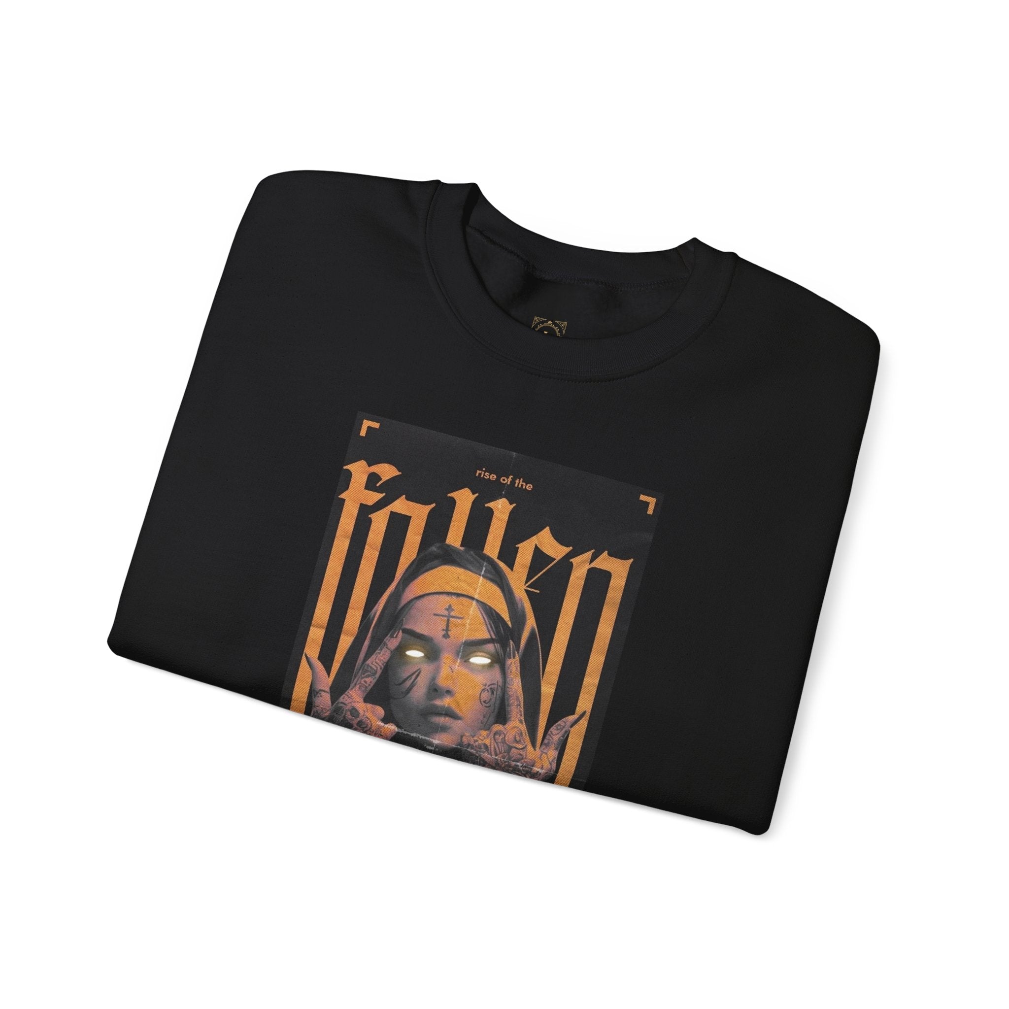 Fallen Gothic Crewneck Sweatshirt — Dark Tattooed Nun Graphic