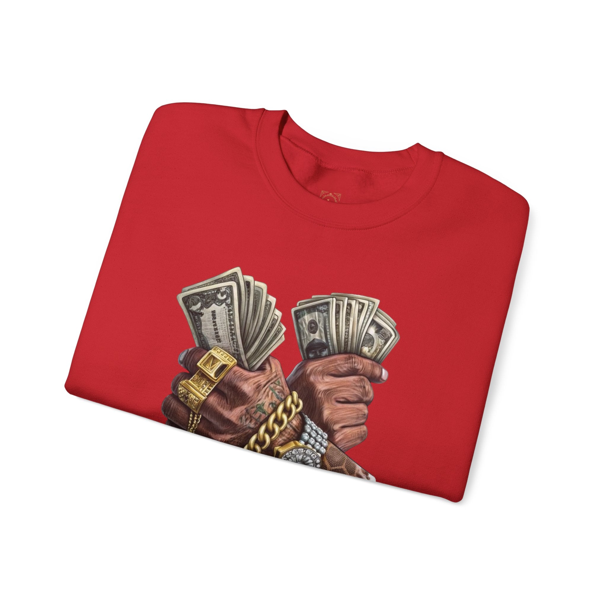 Crewneck Sweatshirt — 'Trust No One' Money Hands Graphic