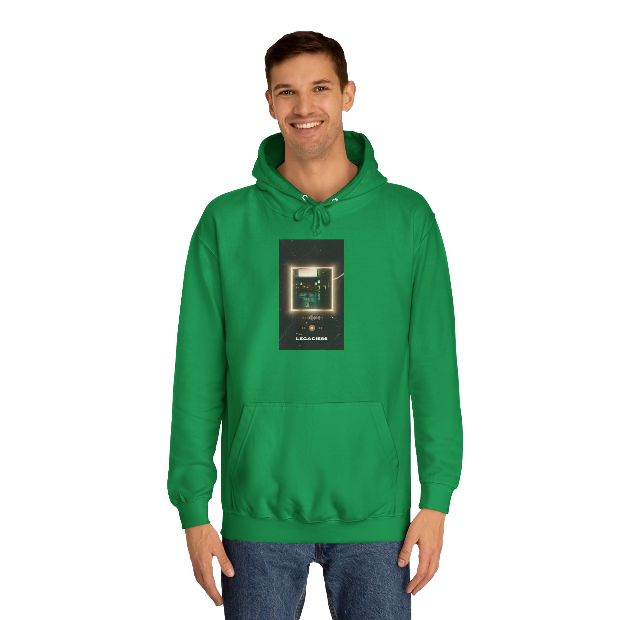 College Hoodie — Retro Neon Square Album Art Design