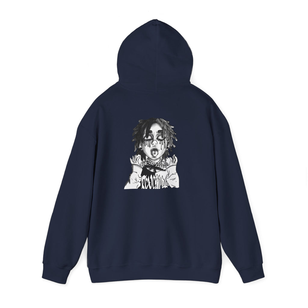 Horror Manga Hoodie — Black & White Creepy Portrait Pullover
