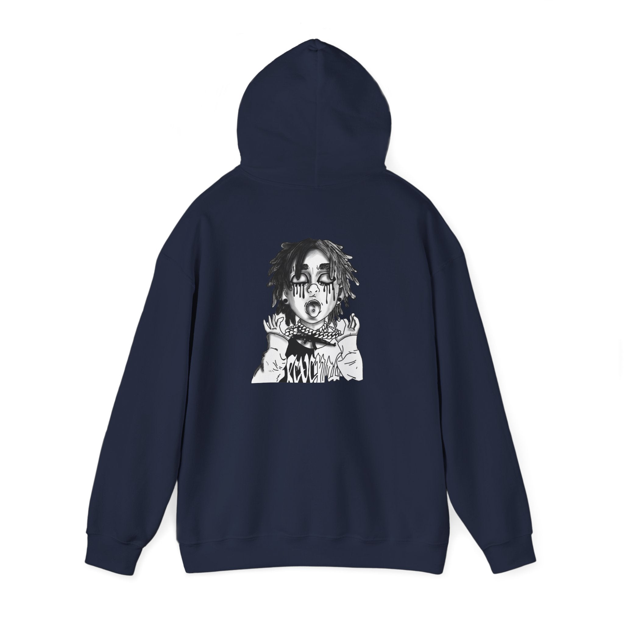 Horror Manga Hoodie — Black & White Creepy Portrait Pullover