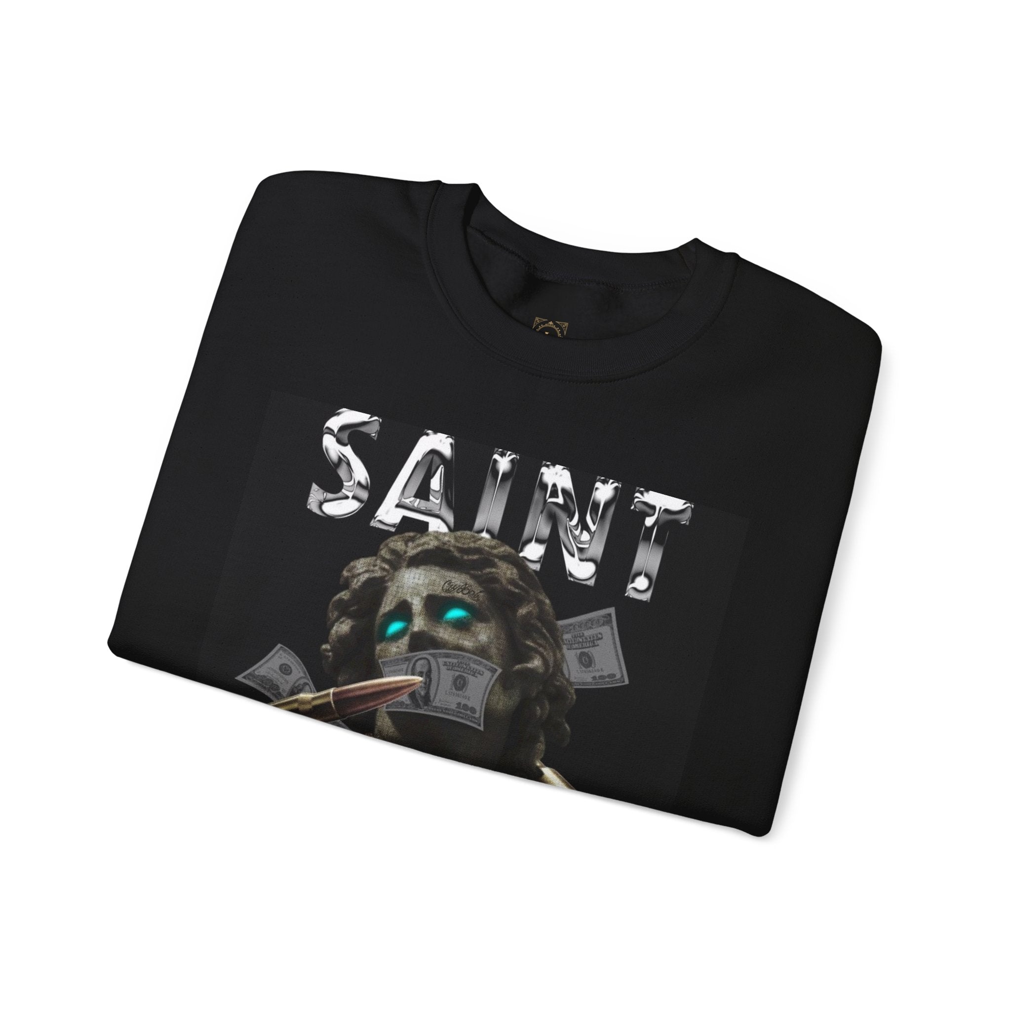 Saint Graphic Crewneck Sweatshirt — Dark Art Money Montage