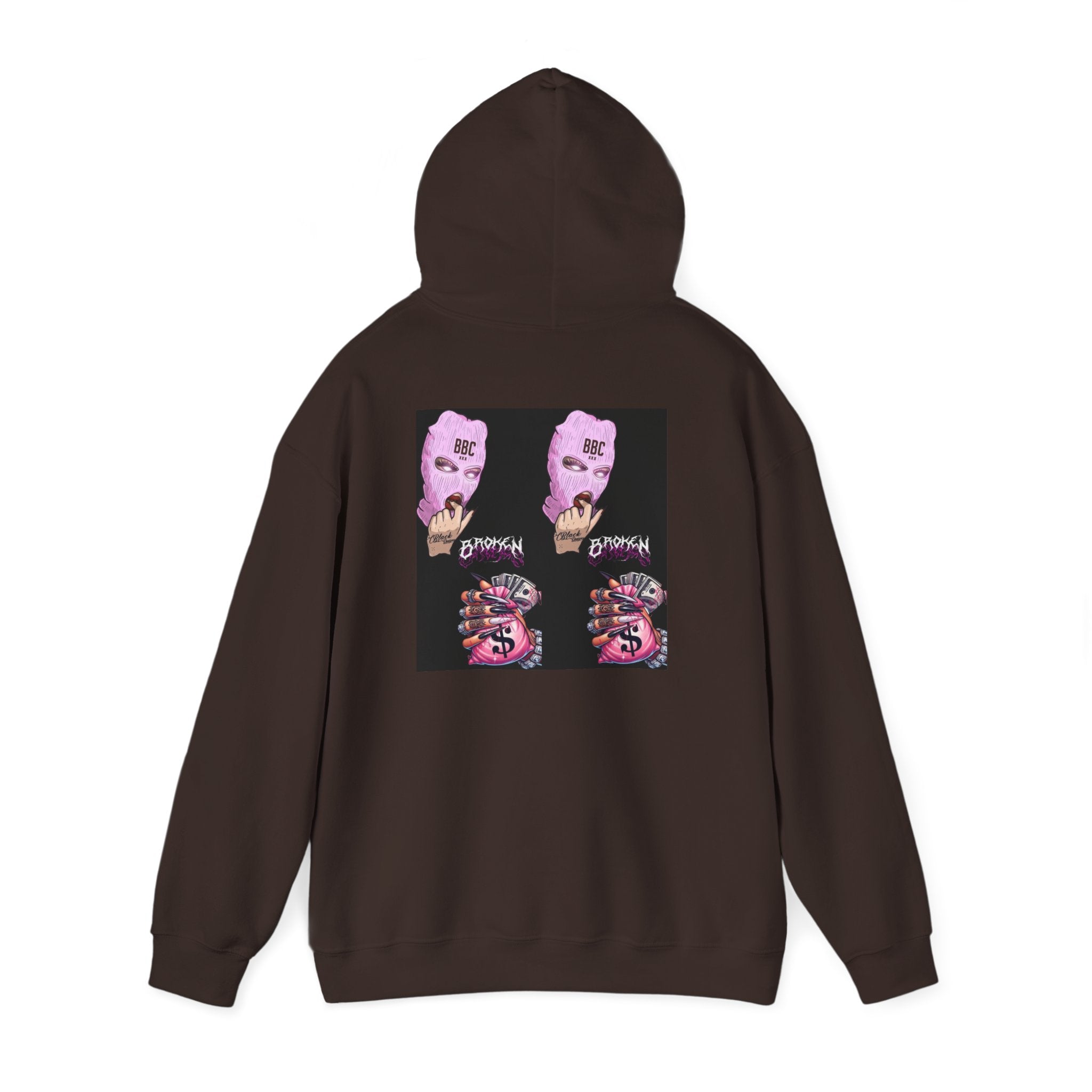 Horror Collage Hoodie — Spooky Pink Skull & Claw Graphic Sweatshirt