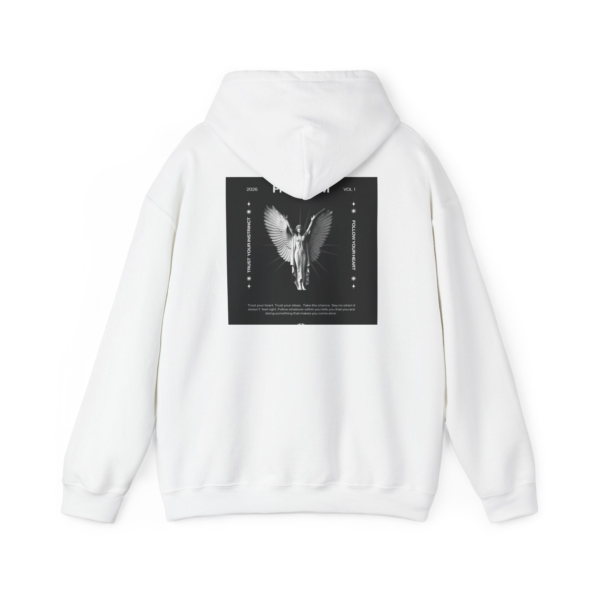 Freedom Angel Hoodie — Gothic Black & White Angel Wings Sweatshirt