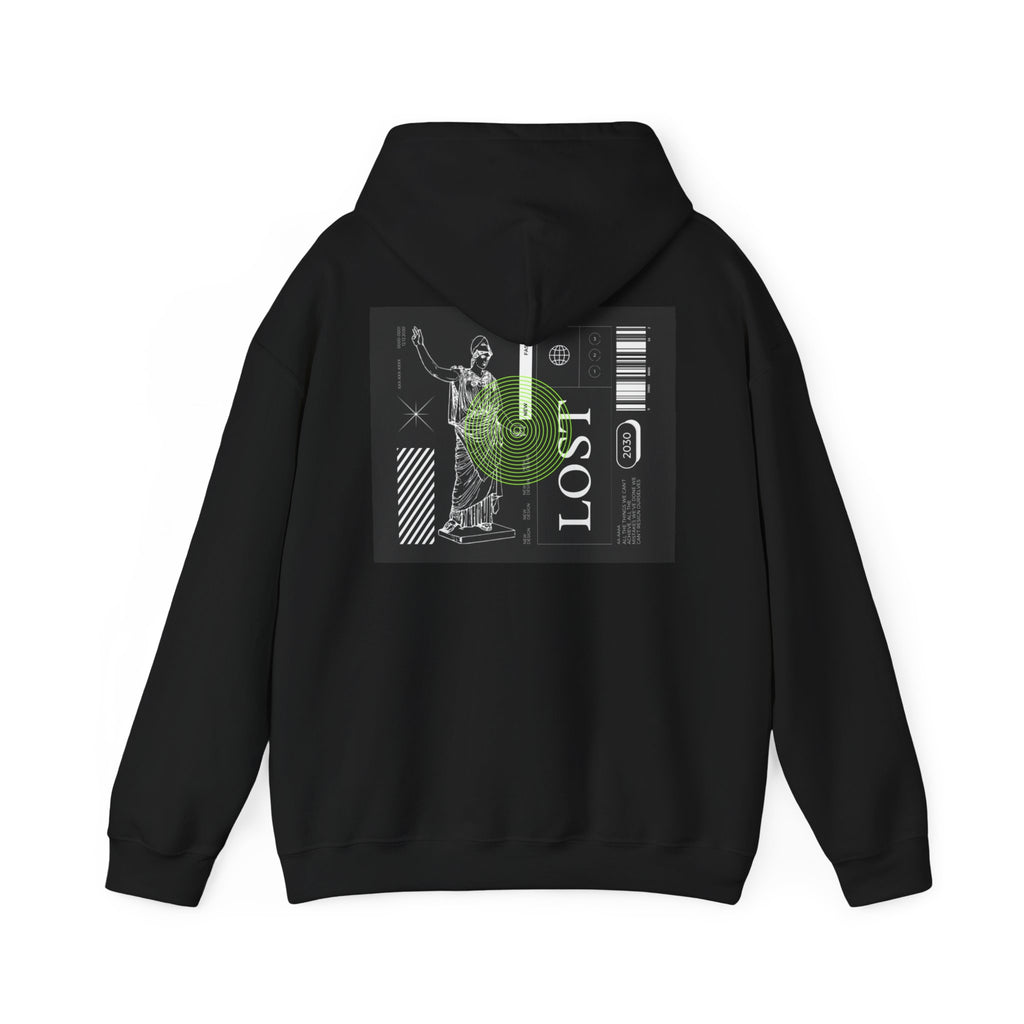 Lost World Hoodie — Vaporwave Glitch Graphic Pullover