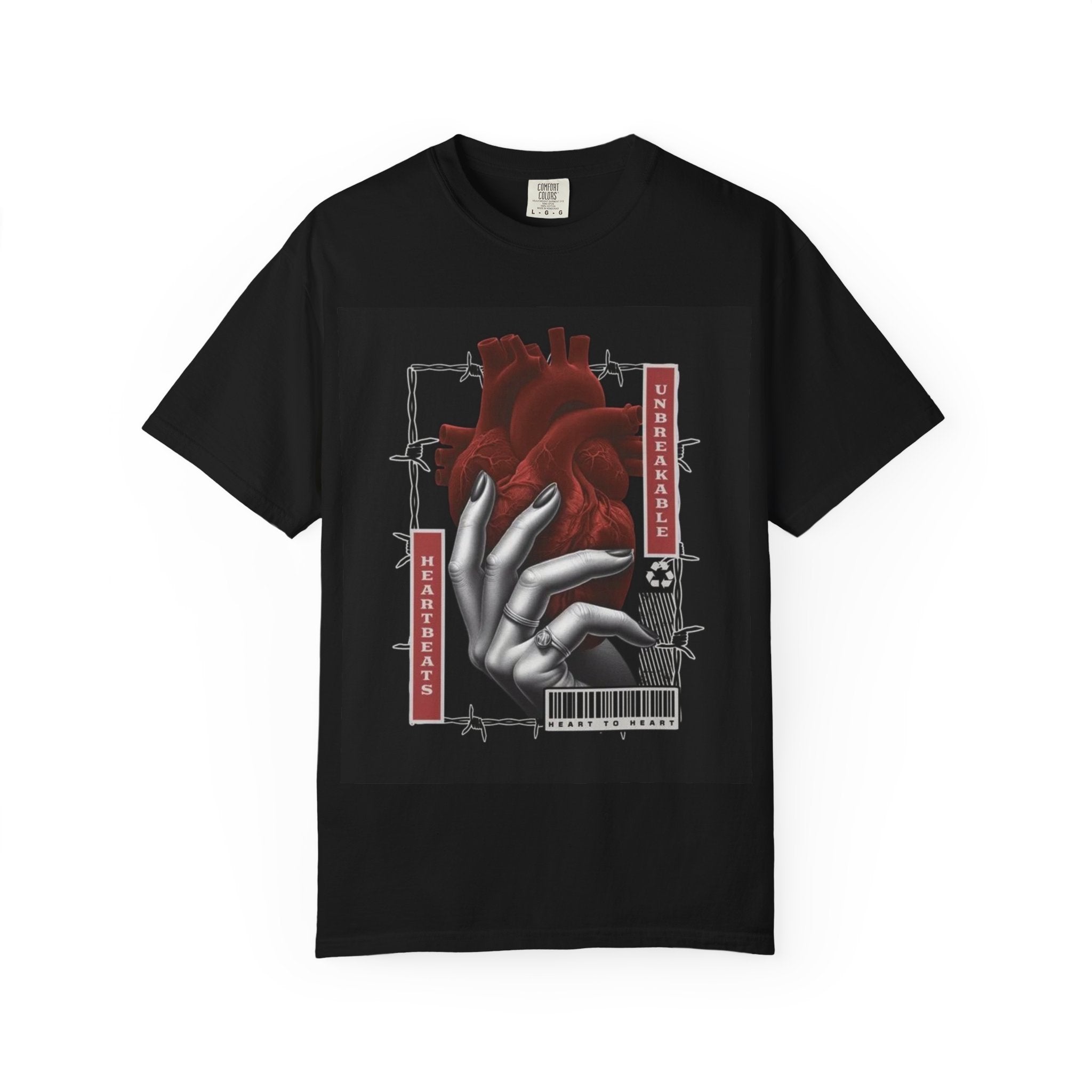 Graphic Heart & Hand T‑Shirt — 'Heartbeat' Gothic Streetwear Tee