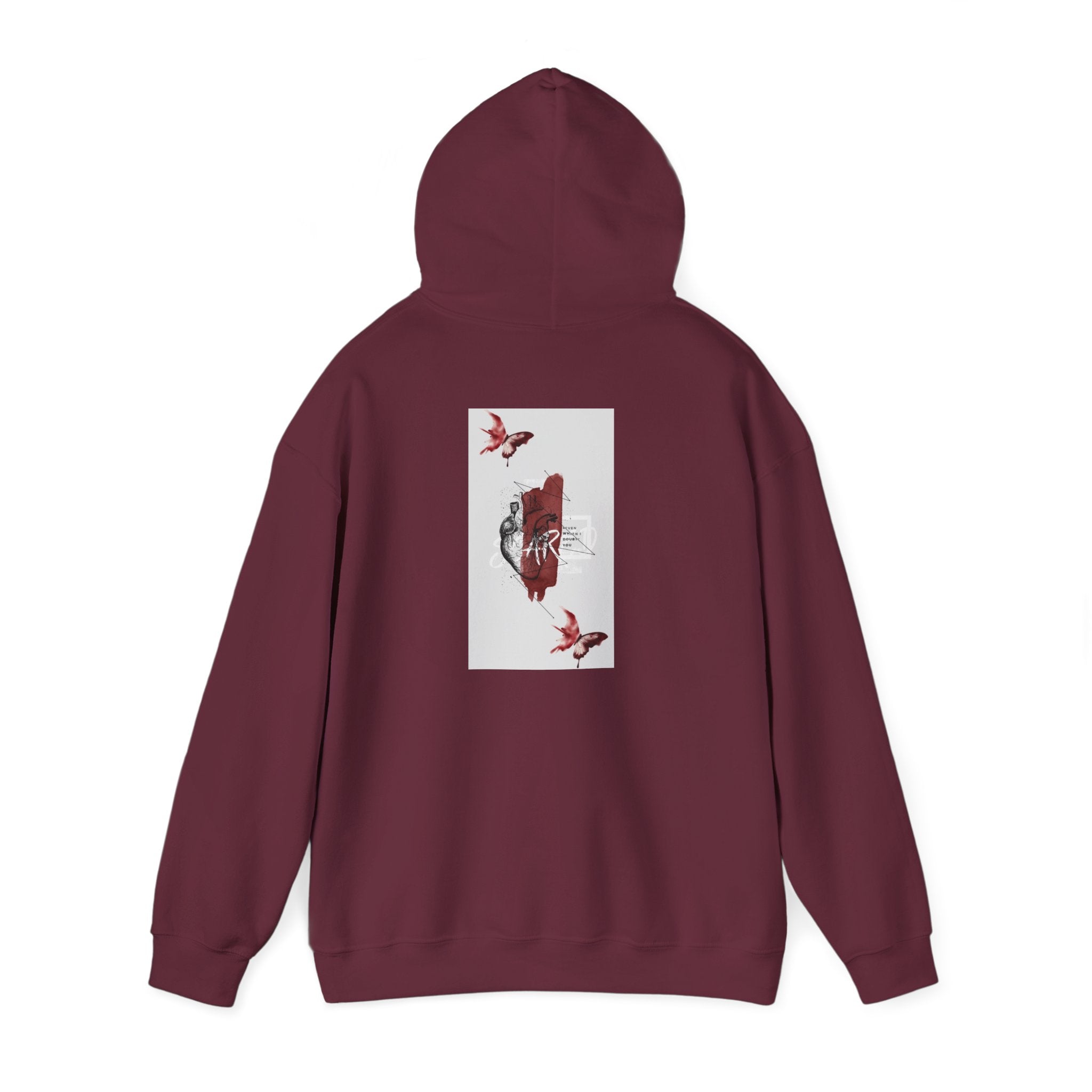 Hoodie — Romantic Red Rose & Butterflies Graphic Hoodie