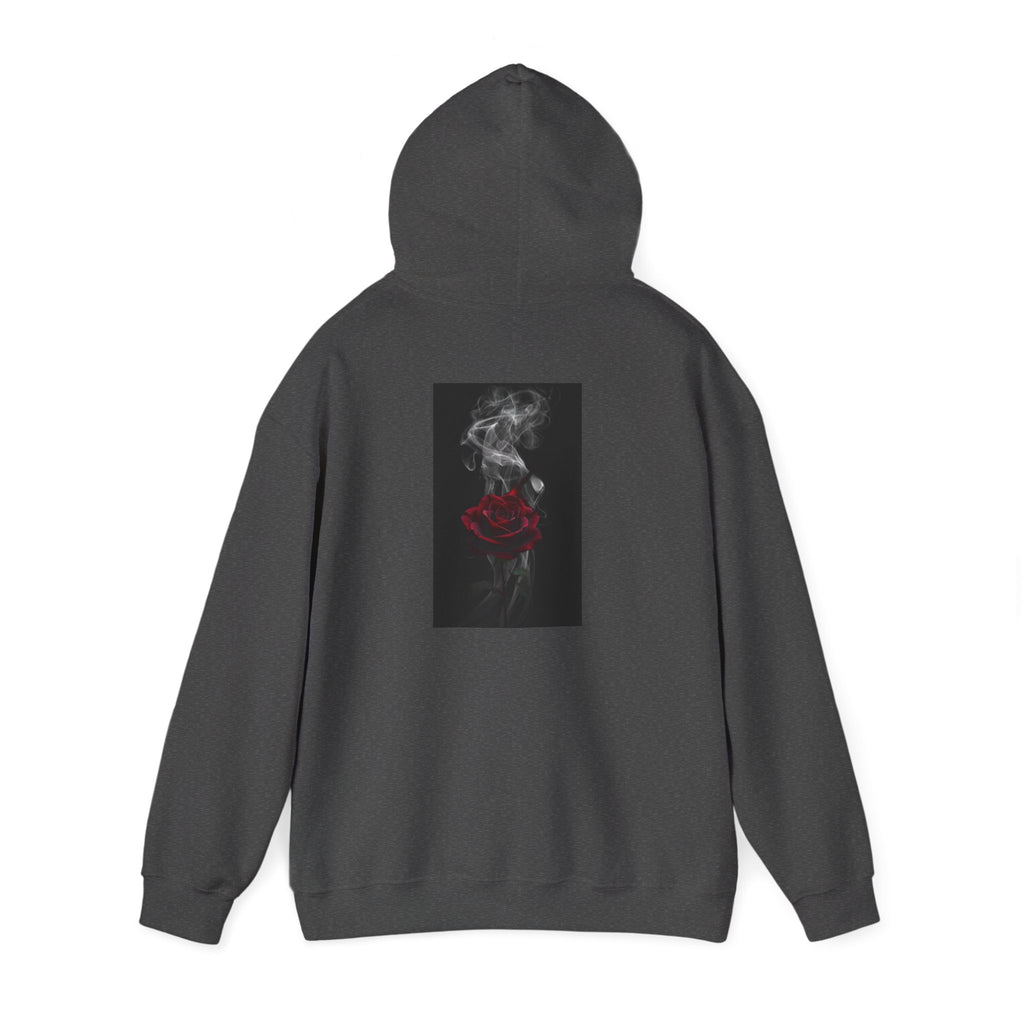 Smoky Red Rose Hoodie — Gothic Floral Hooded Sweatshirt