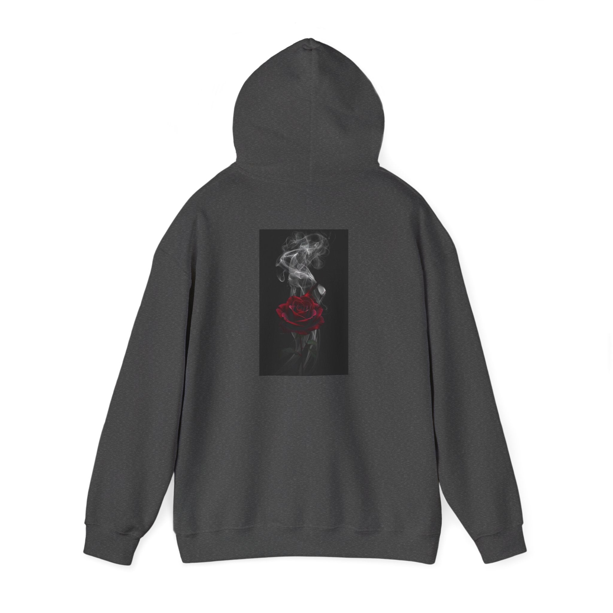 Smoky Red Rose Hoodie — Gothic Floral Hooded Sweatshirt