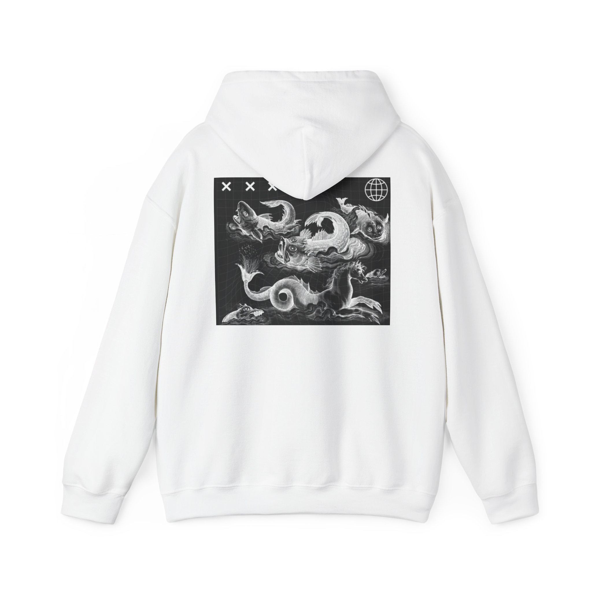 Skull Waves Hoodie — Gothic Nautical Skull Graphic Pullover