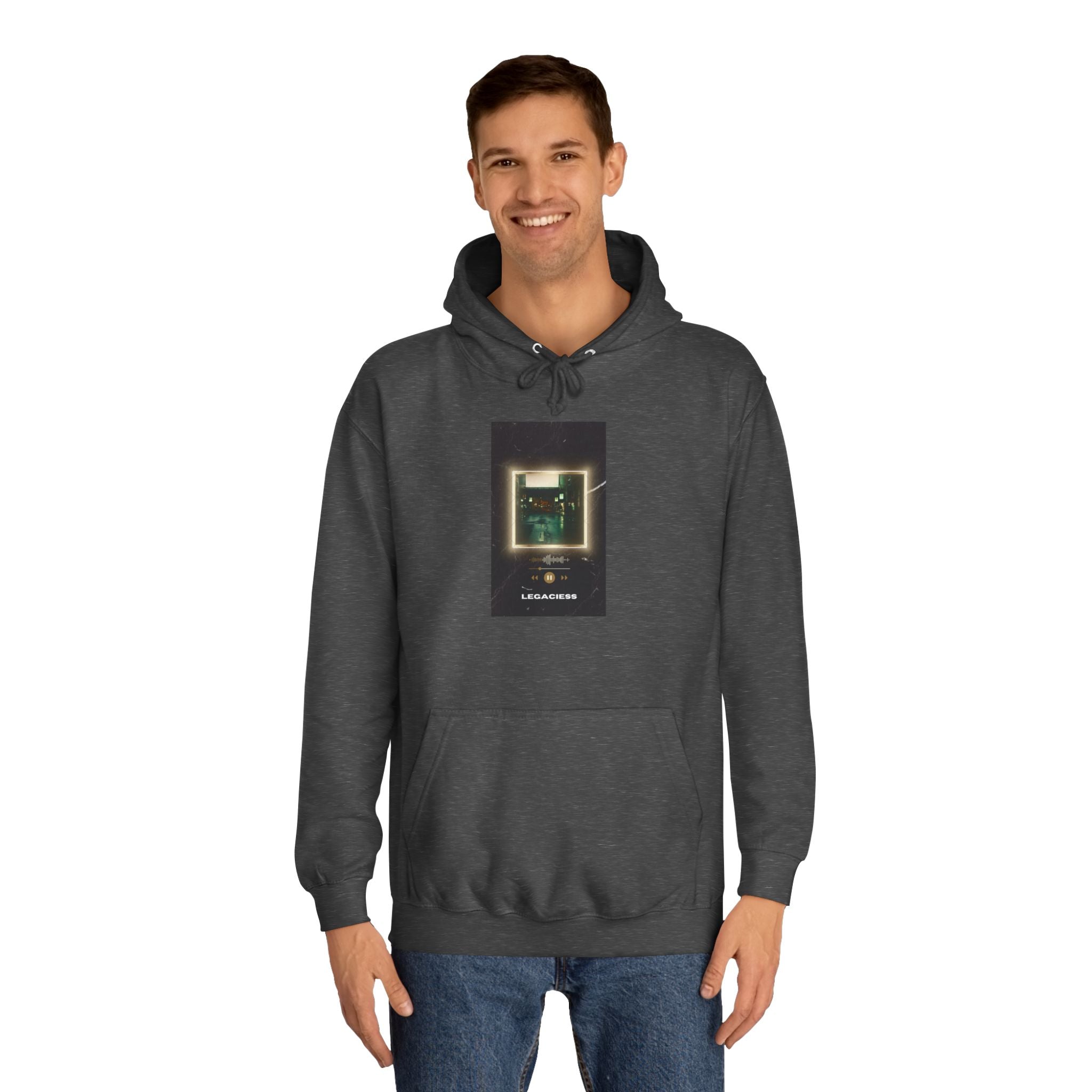 College Hoodie — Retro Neon Square Album Art Design