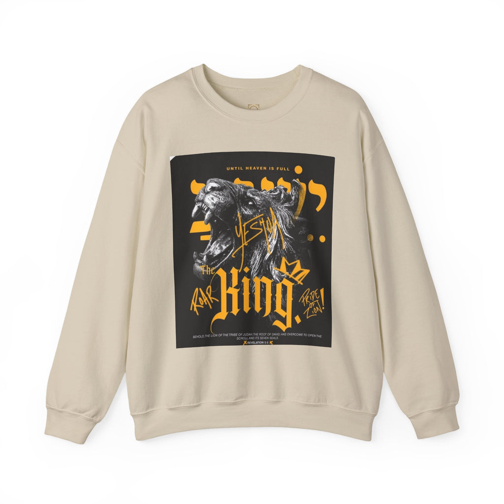 King Lion Crewneck Sweatshirt — 'King' Graphic Pullover for Bold Streetwear