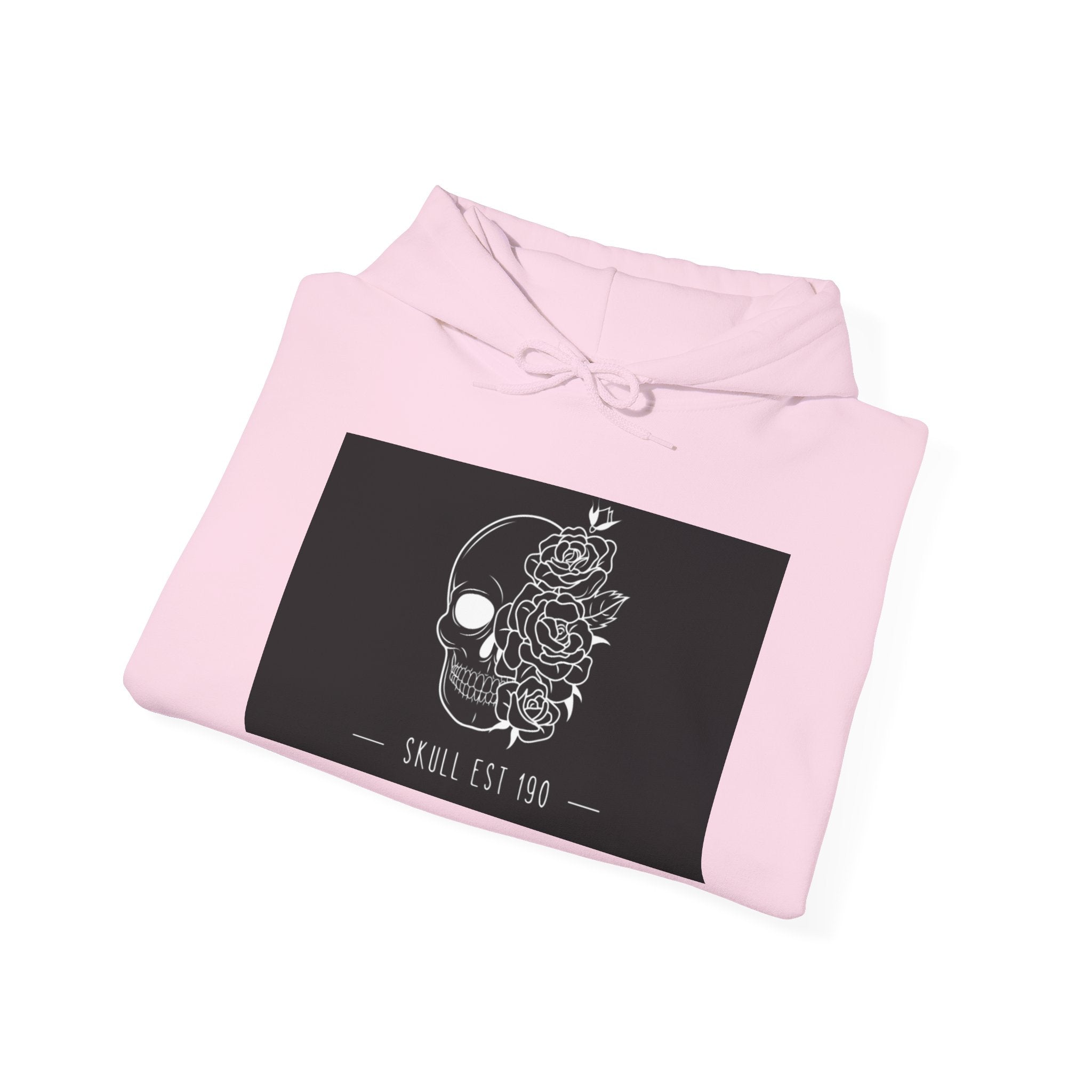 Skull & Roses Hoodie — 'Skull Est 199' Gothic Graphic Pullover