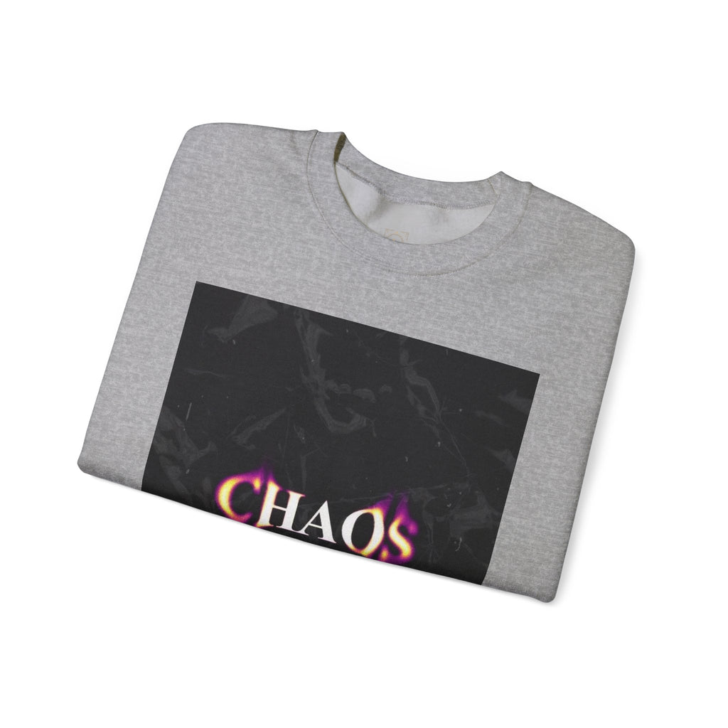 Chaos Graphic Crewneck Sweatshirt — "CHAOS in my mind" Gothic Wing Design