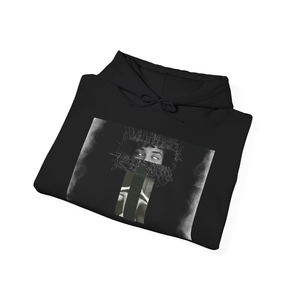 Mystic Window Hoodie — Gothic Portrait Smoke Graphic Hooded Sweatshirt