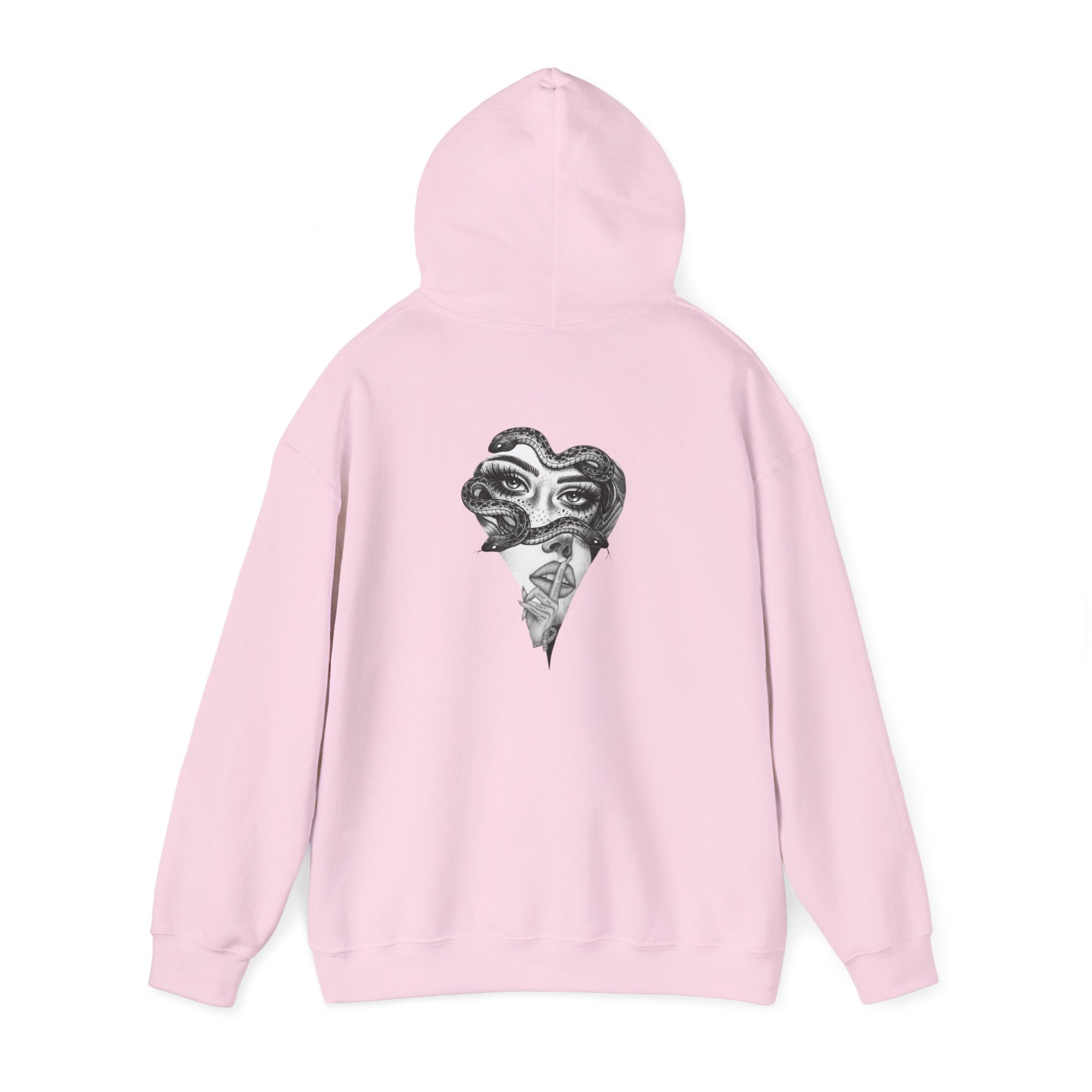 Abstract Heart Mask Hoodie — Surreal Black & White Graphic Pullover