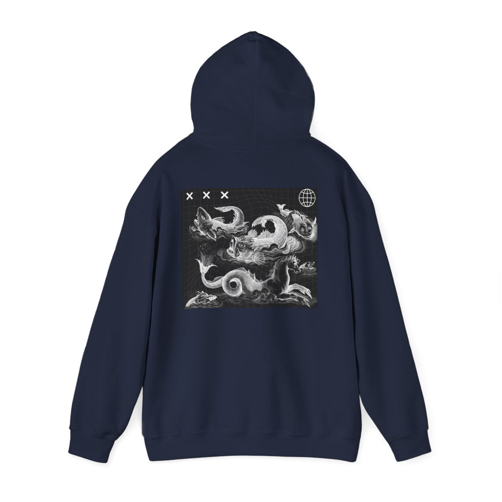 Skull Waves Hoodie — Gothic Nautical Skull Graphic Pullover