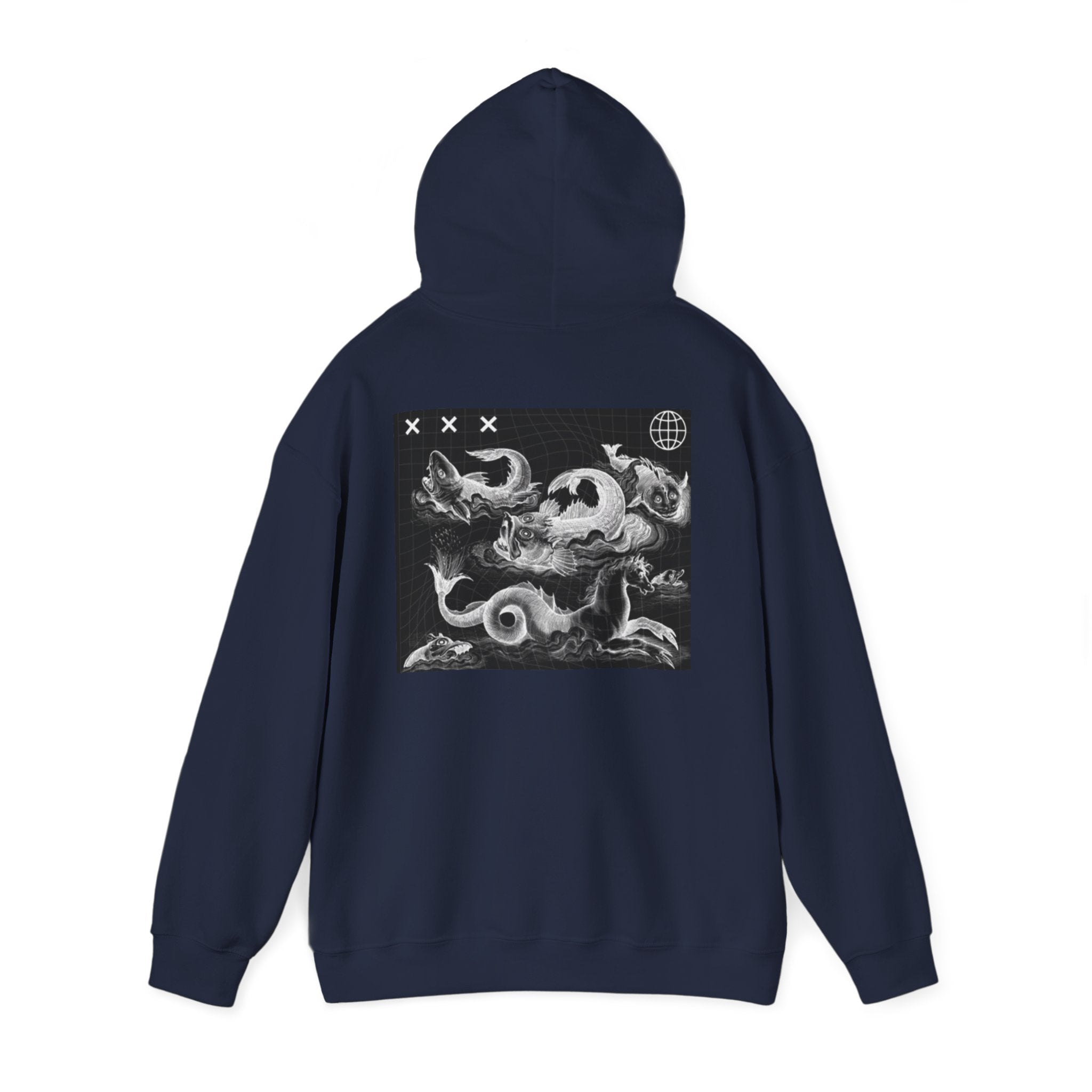 Skull Waves Hoodie — Gothic Nautical Skull Graphic Pullover