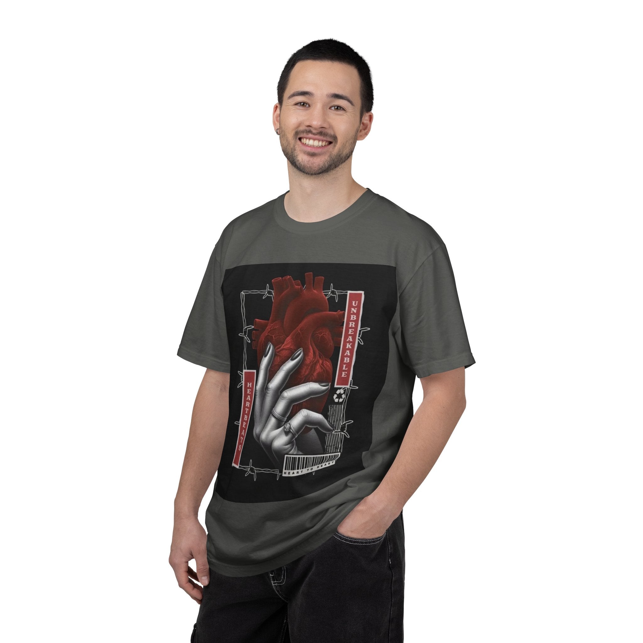 Graphic Heart & Hand T‑Shirt — 'Heartbeat' Gothic Streetwear Tee