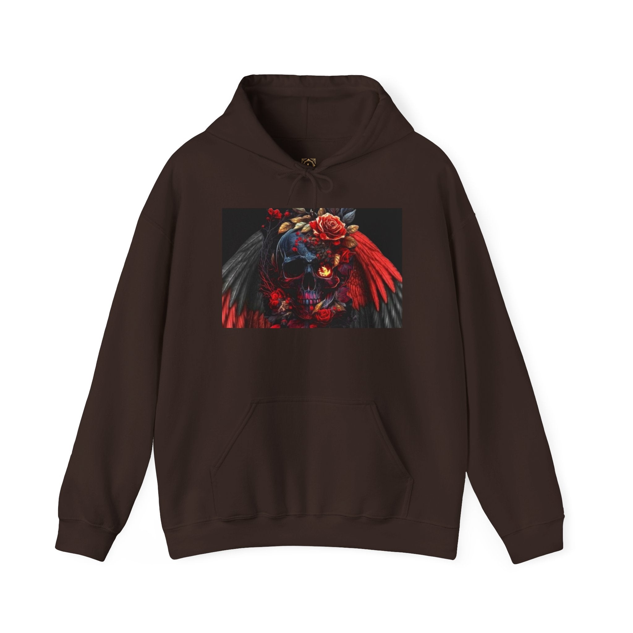 Skull Rose Wings Hoodie — Gothic Floral Skull Pullover