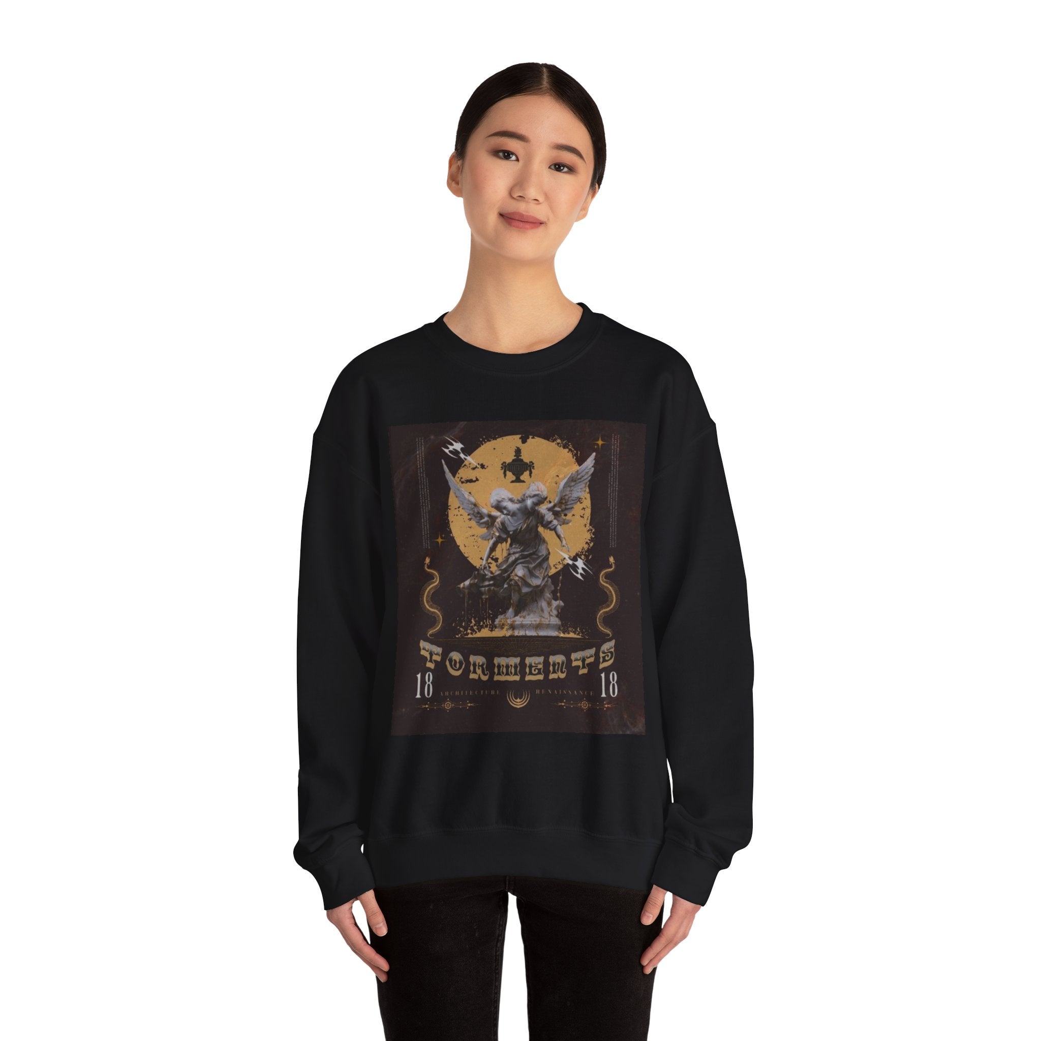 Crewneck Sweatshirt — Vintage Angel Graphic "Forgiven" Streetwear