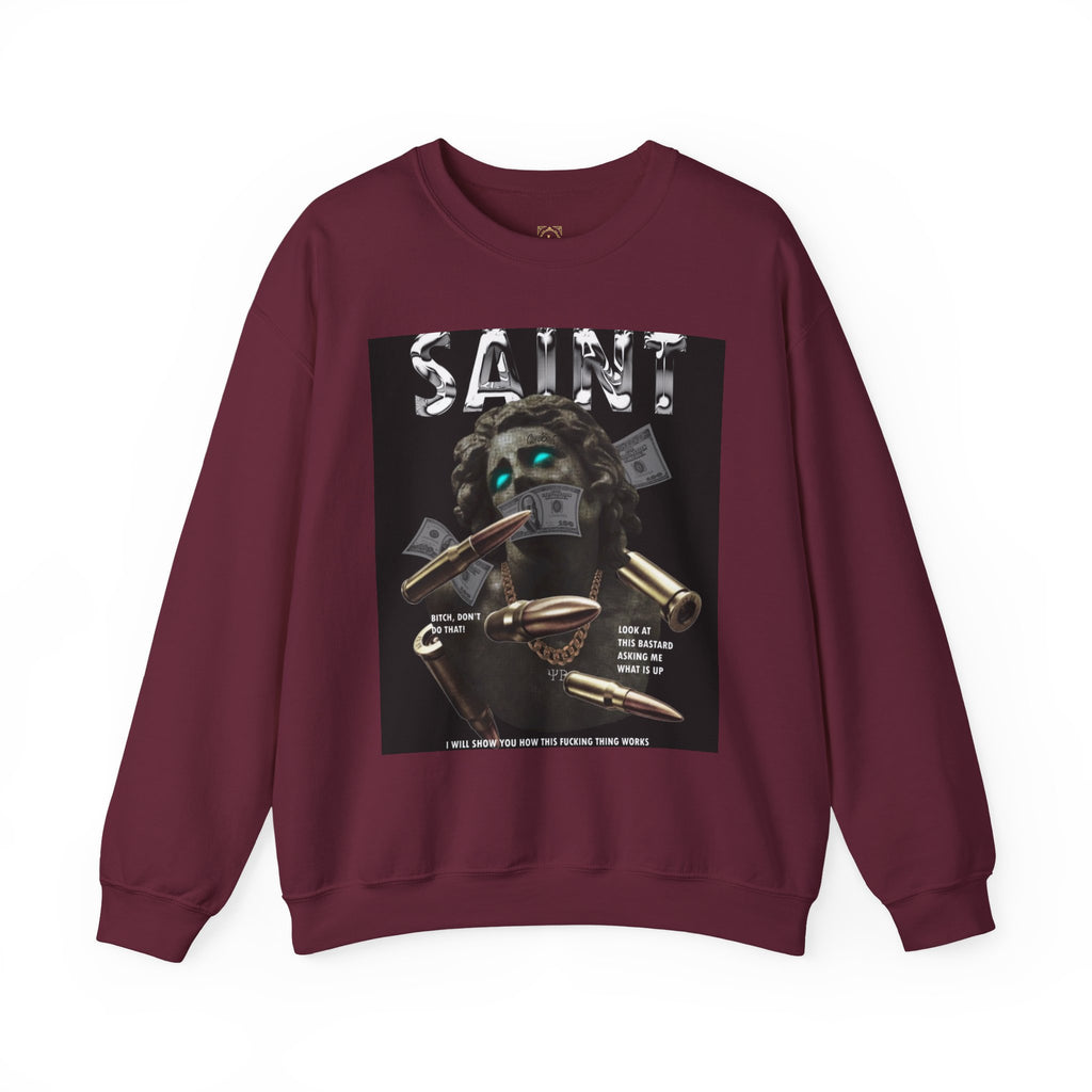 Saint Graphic Crewneck Sweatshirt — Dark Art Money Montage