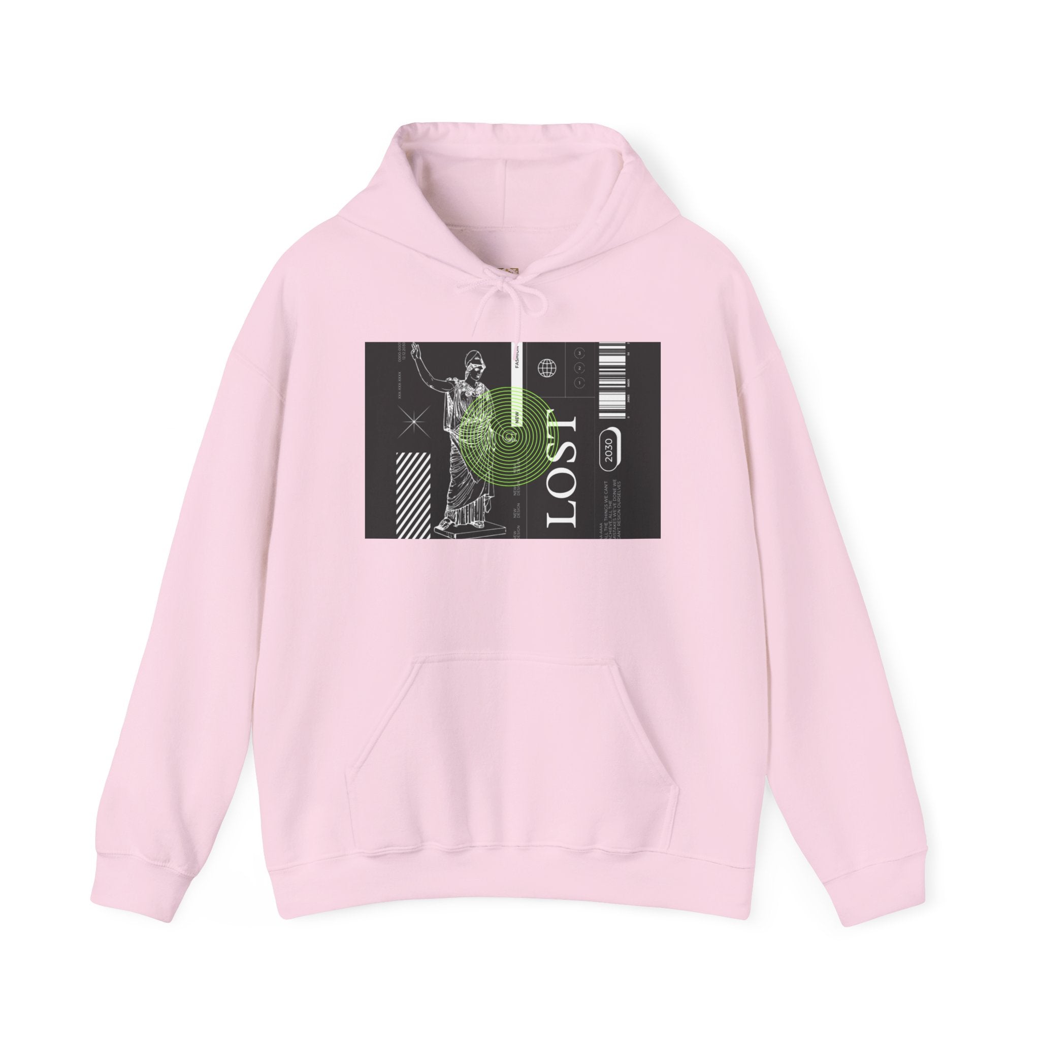 Lost World Hoodie — Vaporwave Glitch Graphic Pullover