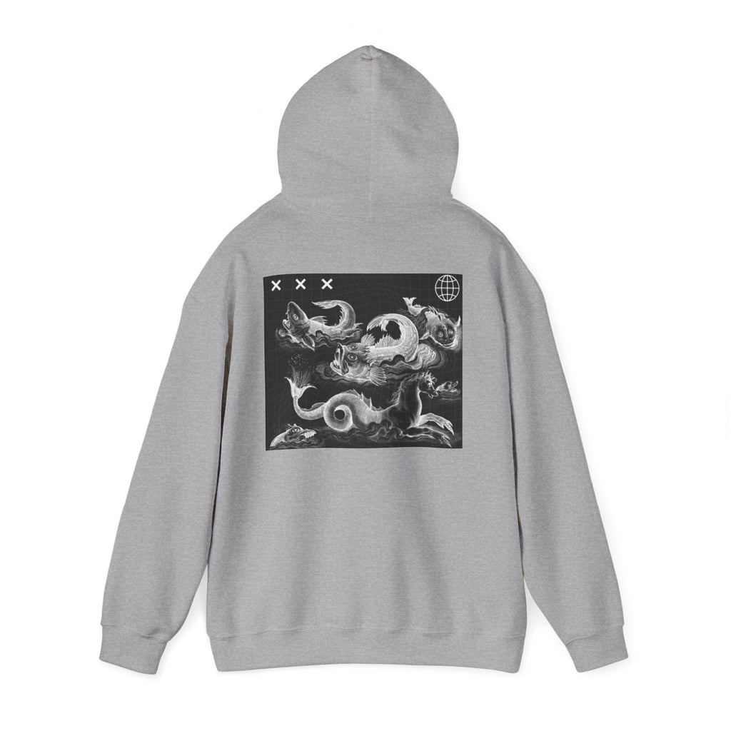 Skull Waves Hoodie — Gothic Nautical Skull Graphic Pullover