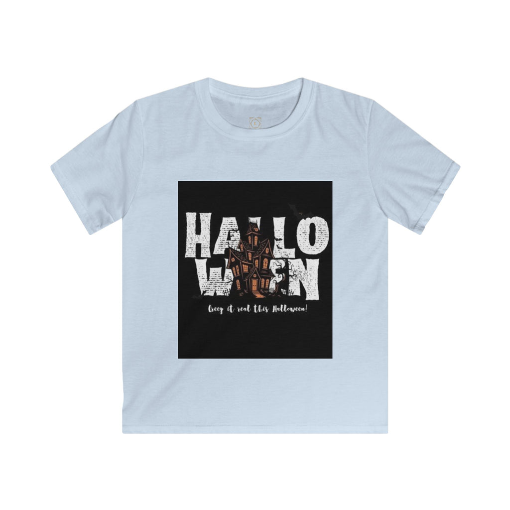 Halloween Haunted House Kids Tee — "Happy Halloween" Graphic T‑Shirt for Kids